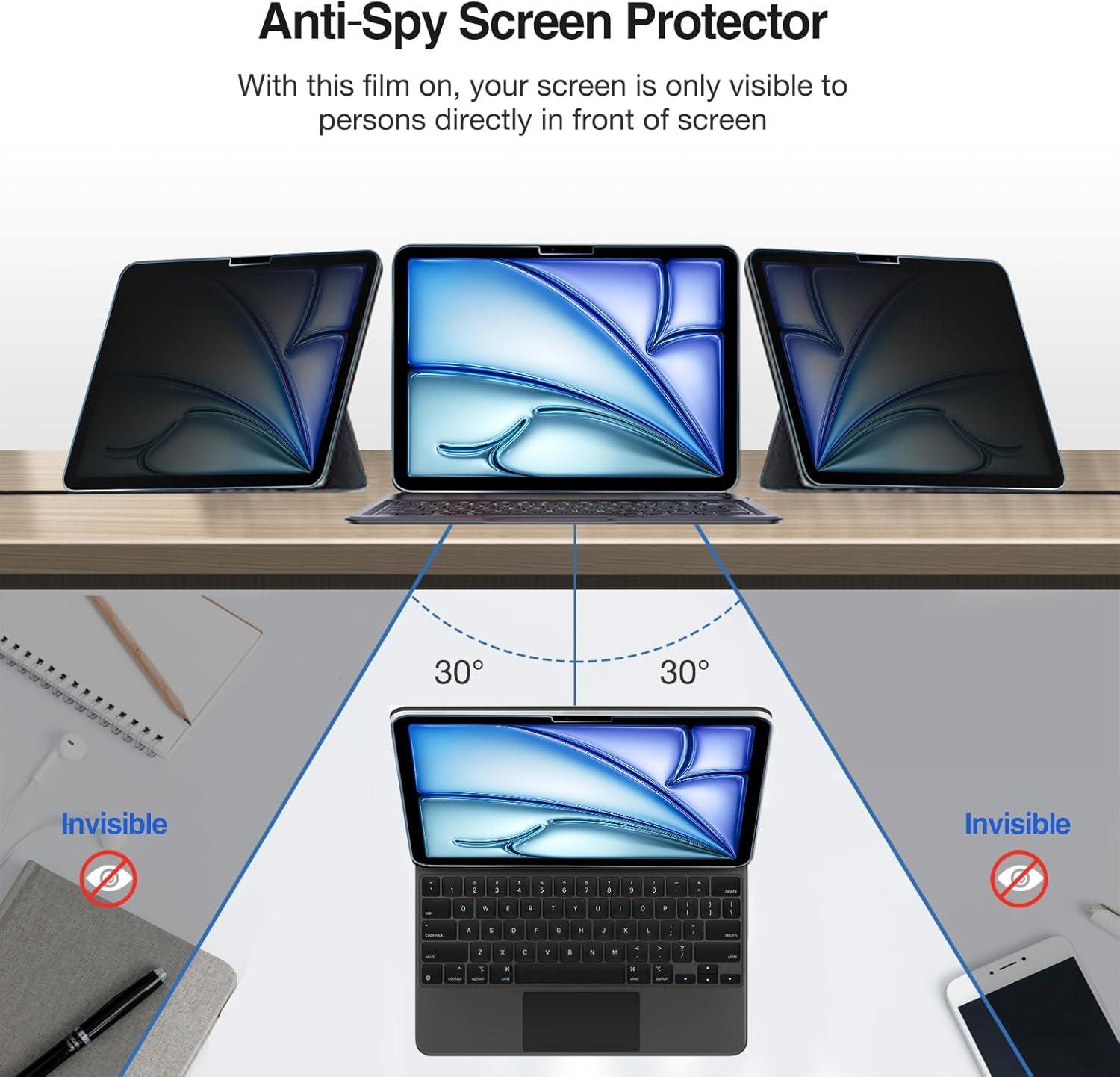 image:imageProCase 1 Pack Privacy Screen Protector for iPad Pro 20252024 M5M4 Air 13Inch 2024 AntiSpy Tempered Glass Film Guard for 2024 iPad ProiPad Air 132