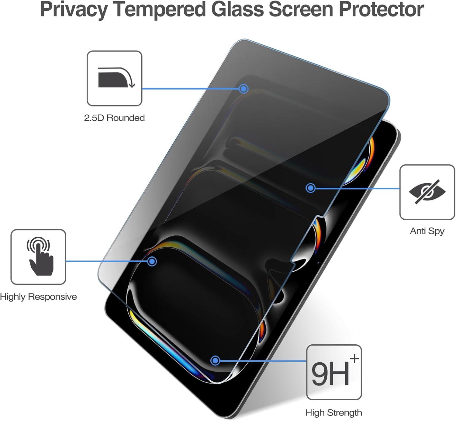 image:imageProCase 1 Pack Privacy Screen Protector for iPad Pro 20252024 M5M4 Air 13Inch 2024 AntiSpy Tempered Glass Film Guard for 2024 iPad ProiPad Air 132