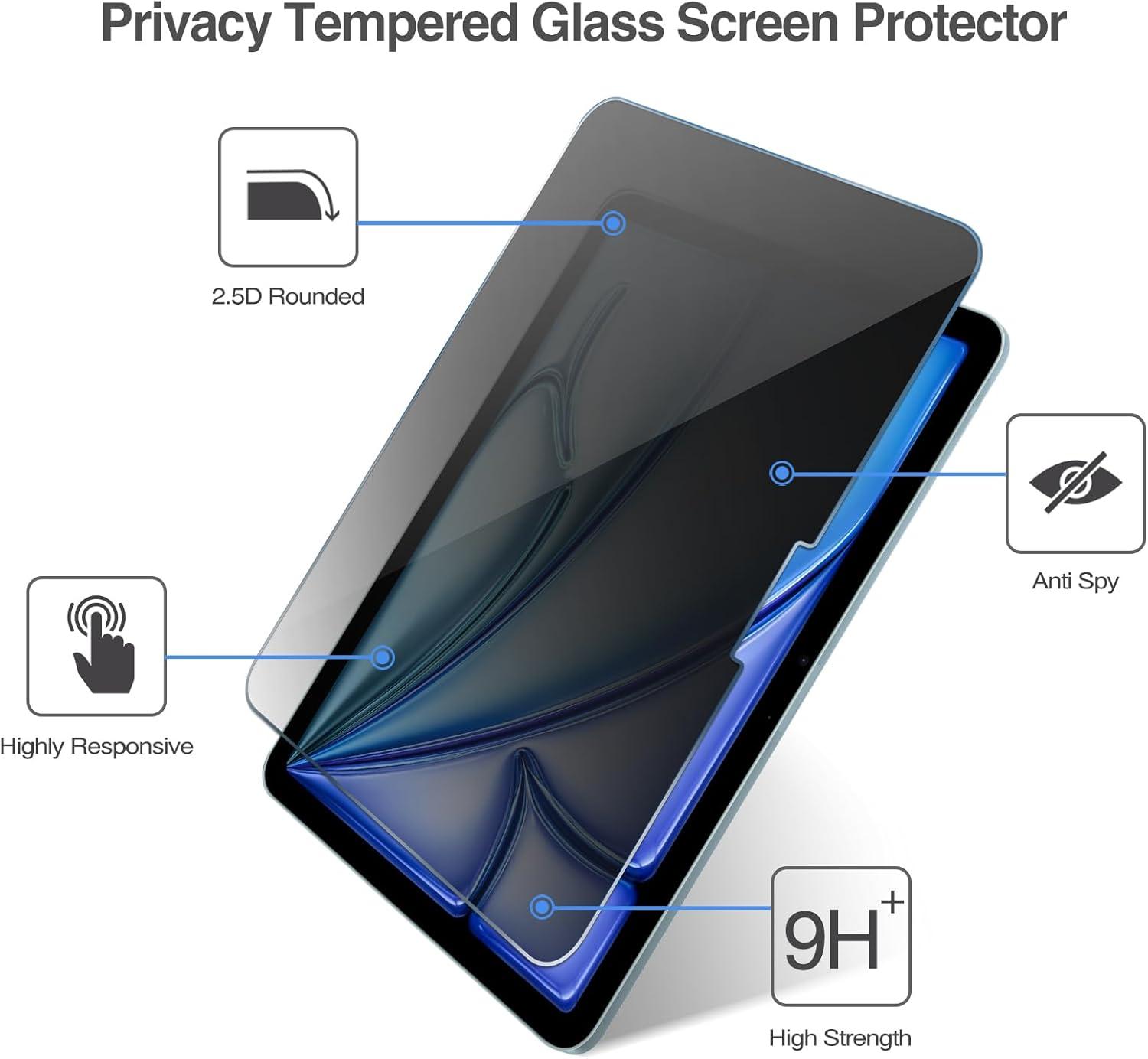 image:imageProCase 1 Pack Privacy Screen Protector for iPad Pro 20252024 M5M4 Air 13Inch 2024 AntiSpy Tempered Glass Film Guard for 2024 iPad ProiPad Air 132