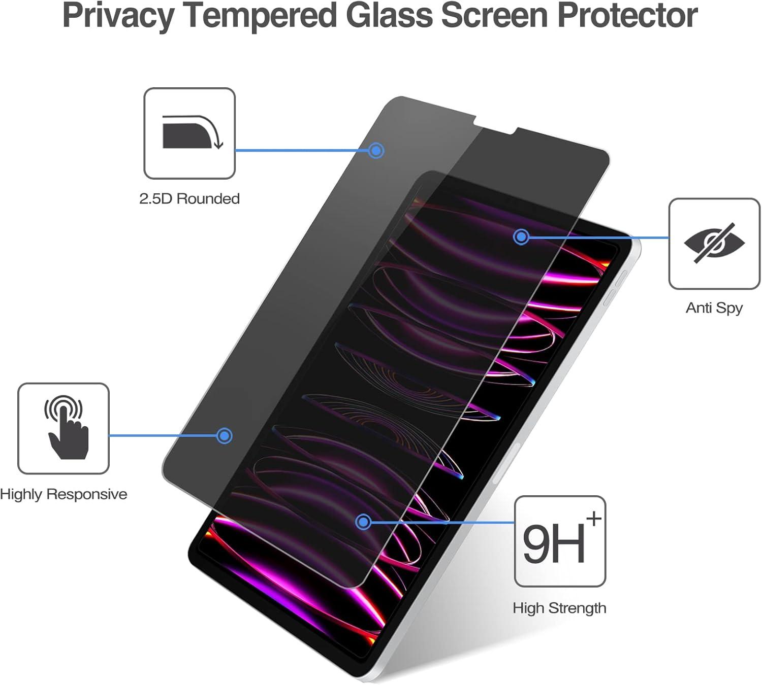 image:imageProCase 1 Pack Privacy Screen Protector for iPad Pro 20252024 M5M4 Air 13Inch 2024 AntiSpy Tempered Glass Film Guard for 2024 iPad ProiPad Air 132
