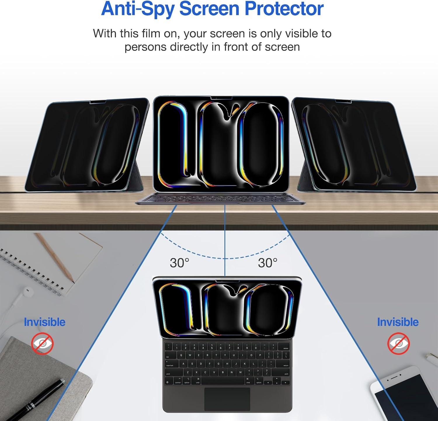 image:imageProCase 1 Pack Privacy Screen Protector for iPad Pro 20252024 M5M4 Air 13Inch 2024 AntiSpy Tempered Glass Film Guard for 2024 iPad ProiPad Air 132