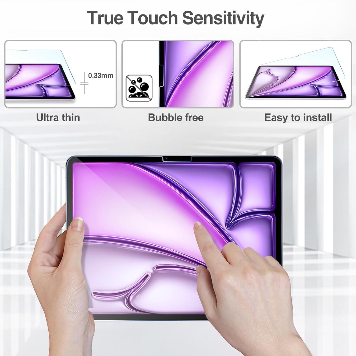 image:imageProCase 2 Pack Screen Protector for iPad Air 13 Inch M4 2026 M2 2024 2 Pack Camera Lens Protector Matching Tablet Colors HD Tempered Glass Film Guard Saver for iPad Air 13 BluePurple