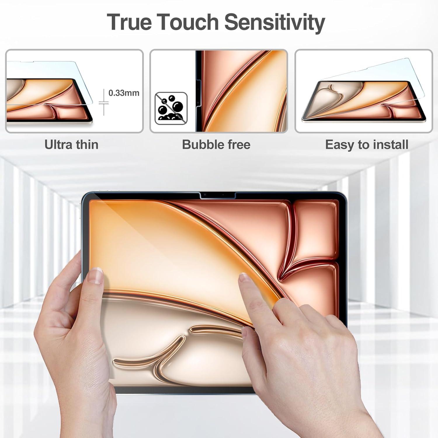 image:imageProCase 2 Pack Screen Protector for iPad Air 13 Inch M4 2026 M2 2024 2 Pack Camera Lens Protector Matching Tablet Colors HD Tempered Glass Film Guard Saver for iPad Air 13 BlueStarlight