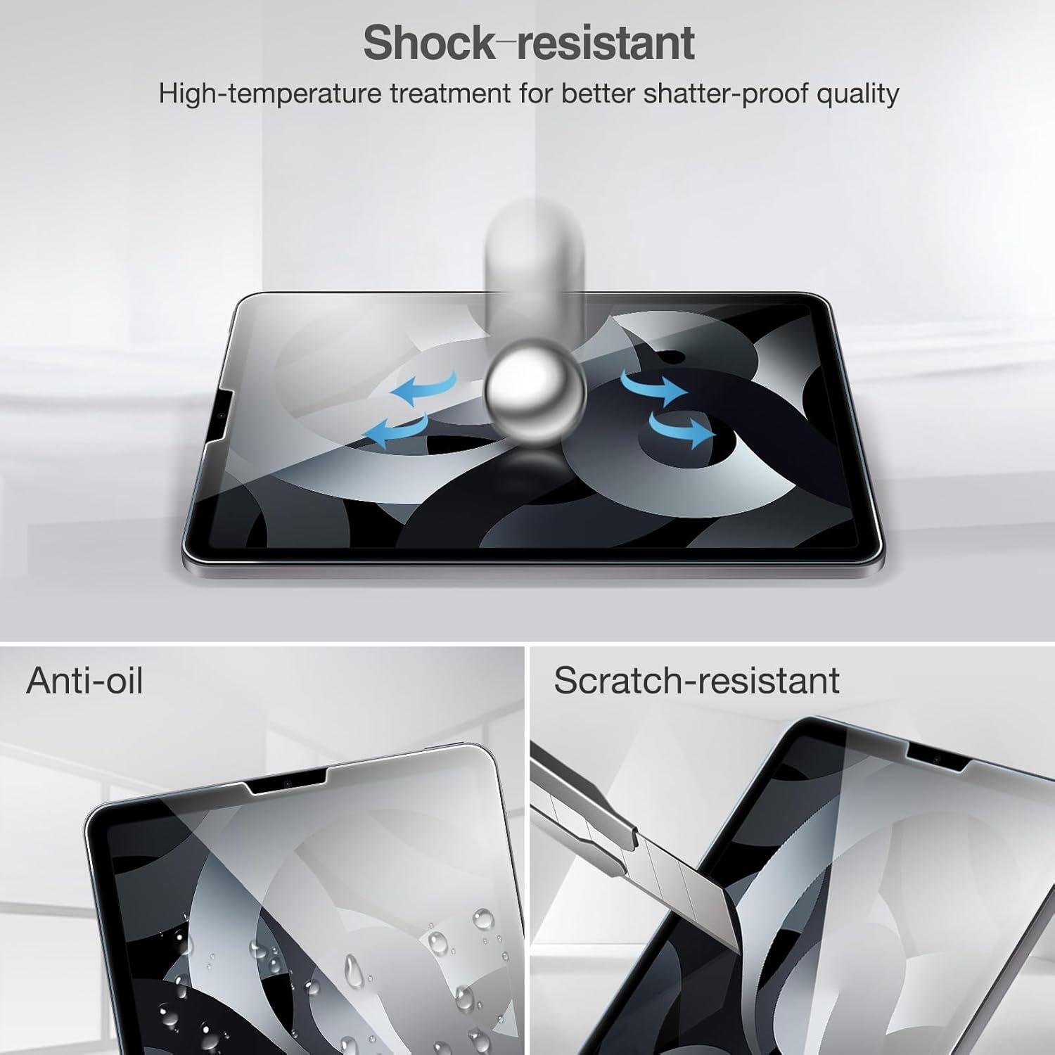 image:imageProCase 2 Pack Screen Protector for iPad Air 5th 4th Generation 109 2 Pack Camera Lens Protector 9H Hardness HD Clear Tempered Glass for iPad Air Gen 45 BlueGray