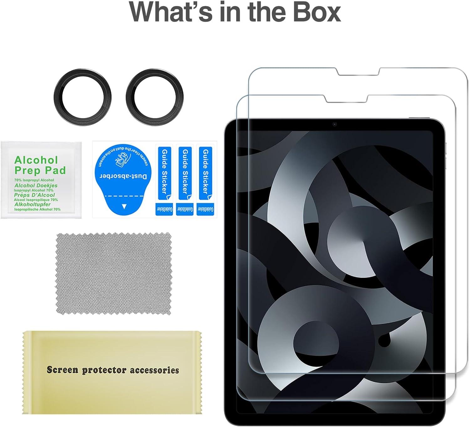 image:imageProCase 2 Pack Screen Protector for iPad Air 5th 4th Generation 109 2 Pack Camera Lens Protector 9H Hardness HD Clear Tempered Glass for iPad Air Gen 45 BlueGray
