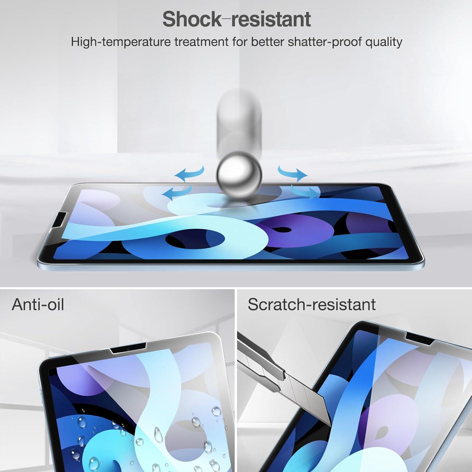 image:imageProCase 2 Pack Screen Protector for iPad Air 5th 4th Generation 109 2 Pack Camera Lens Protector 9H Hardness HD Clear Tempered Glass for iPad Air Gen 45 BlueClear