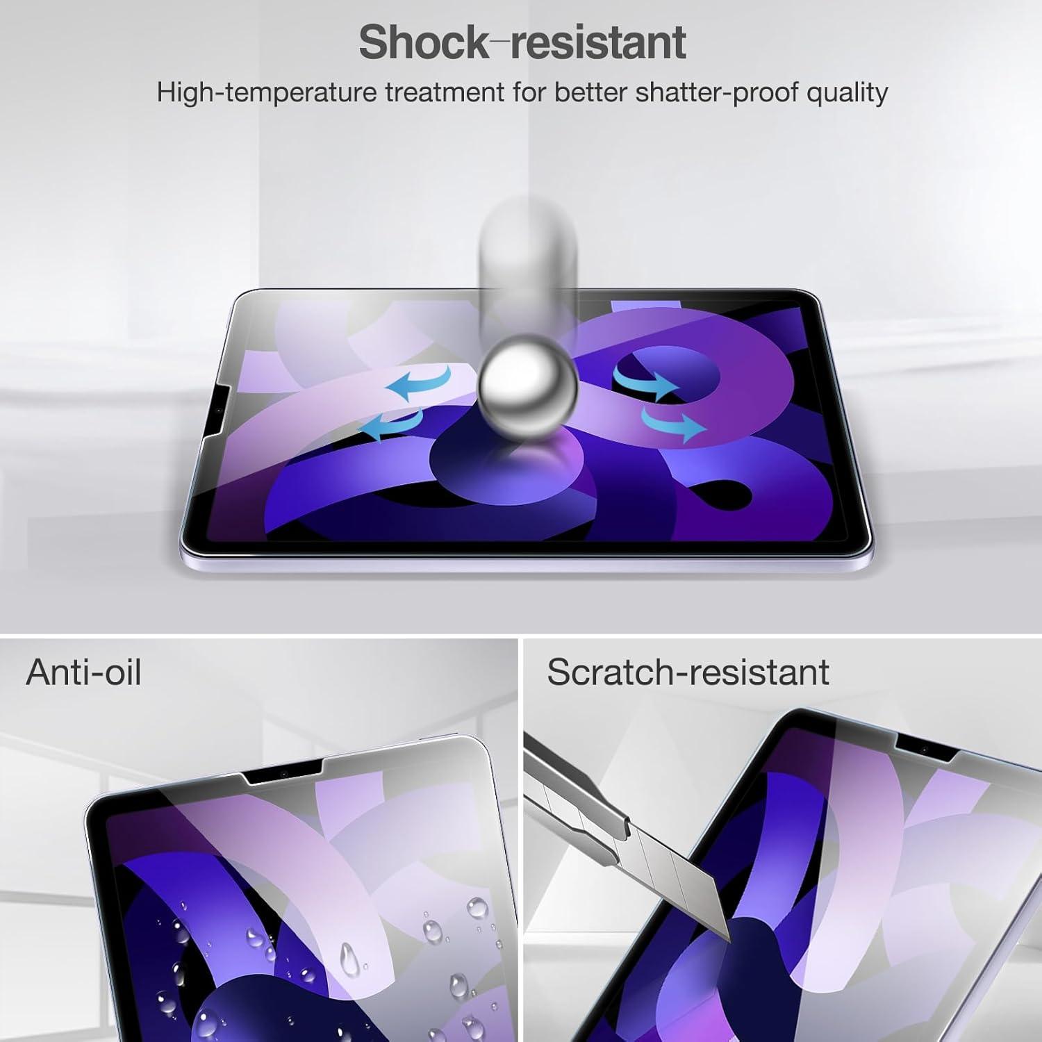 image:imageProCase 2 Pack Screen Protector for iPad Air 5th 4th Generation 109 2 Pack Camera Lens Protector 9H Hardness HD Clear Tempered Glass for iPad Air Gen 45 BluePurple