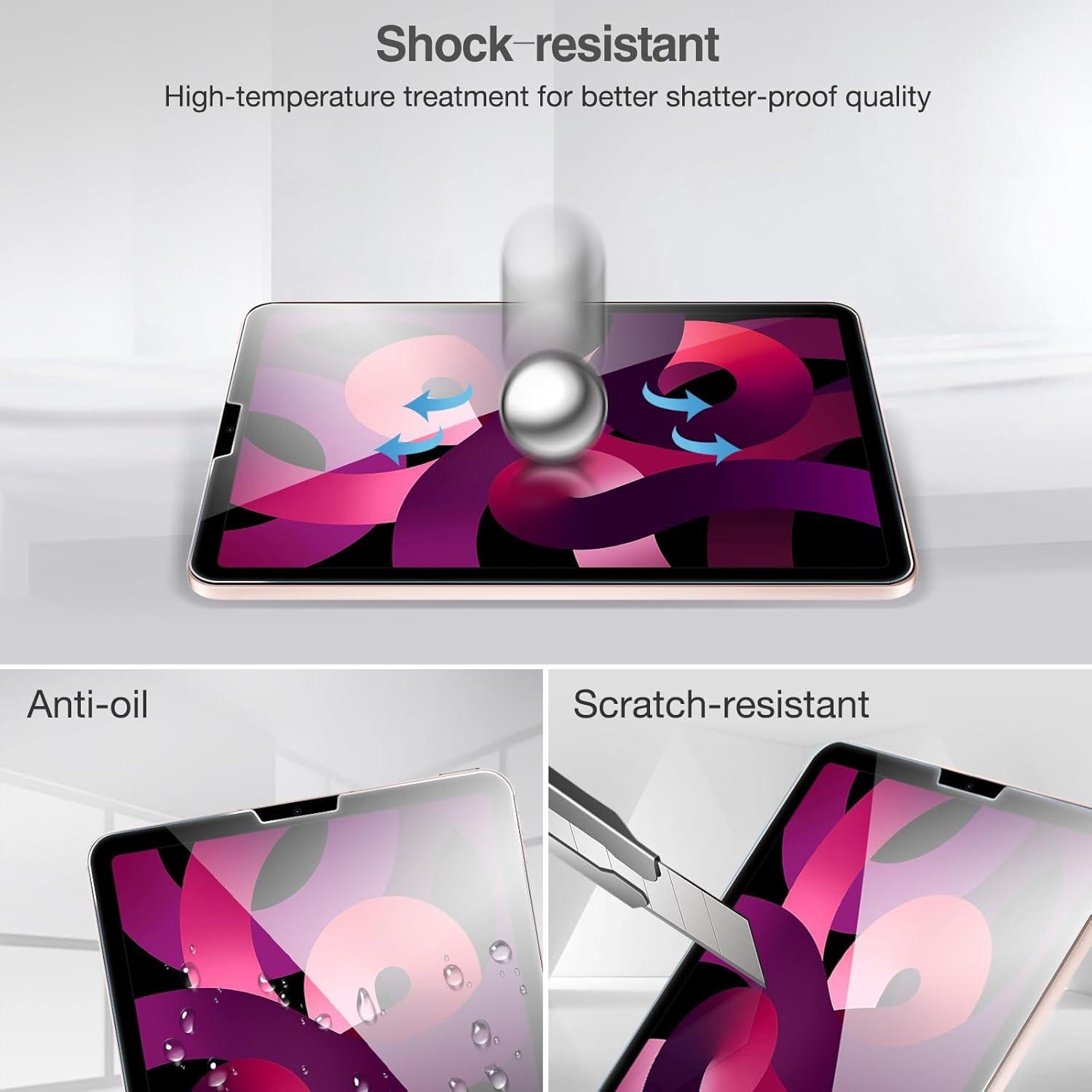 image:imageProCase 2 Pack Screen Protector for iPad Air 5th 4th Generation 109 2 Pack Camera Lens Protector 9H Hardness HD Clear Tempered Glass for iPad Air Gen 45 BluePink