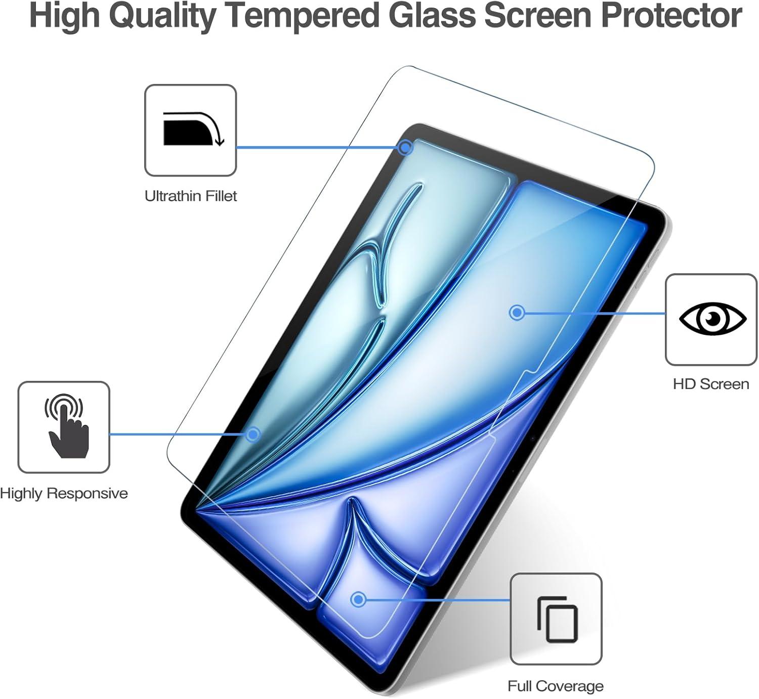 image:imageProCase 22 Pack Screen Protector for iPad Air 11 inch M4 2026 7th M3 2025 6th M2 2024 With Two Camera Lens Protector for iPad Air 11 BlueBlue