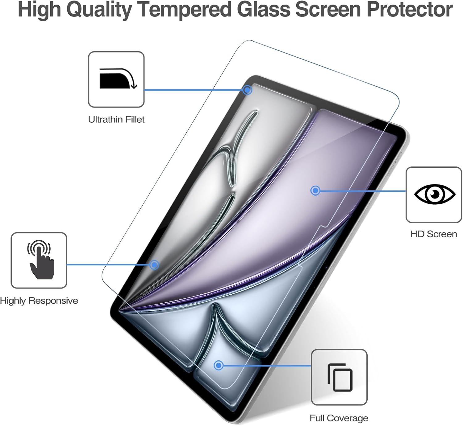 image:imageProCase 22 Pack Screen Protector for iPad Air 11 inch M4 2026 7th M3 2025 6th M2 2024 With Two Camera Lens Protector for iPad Air 11 BlueGray