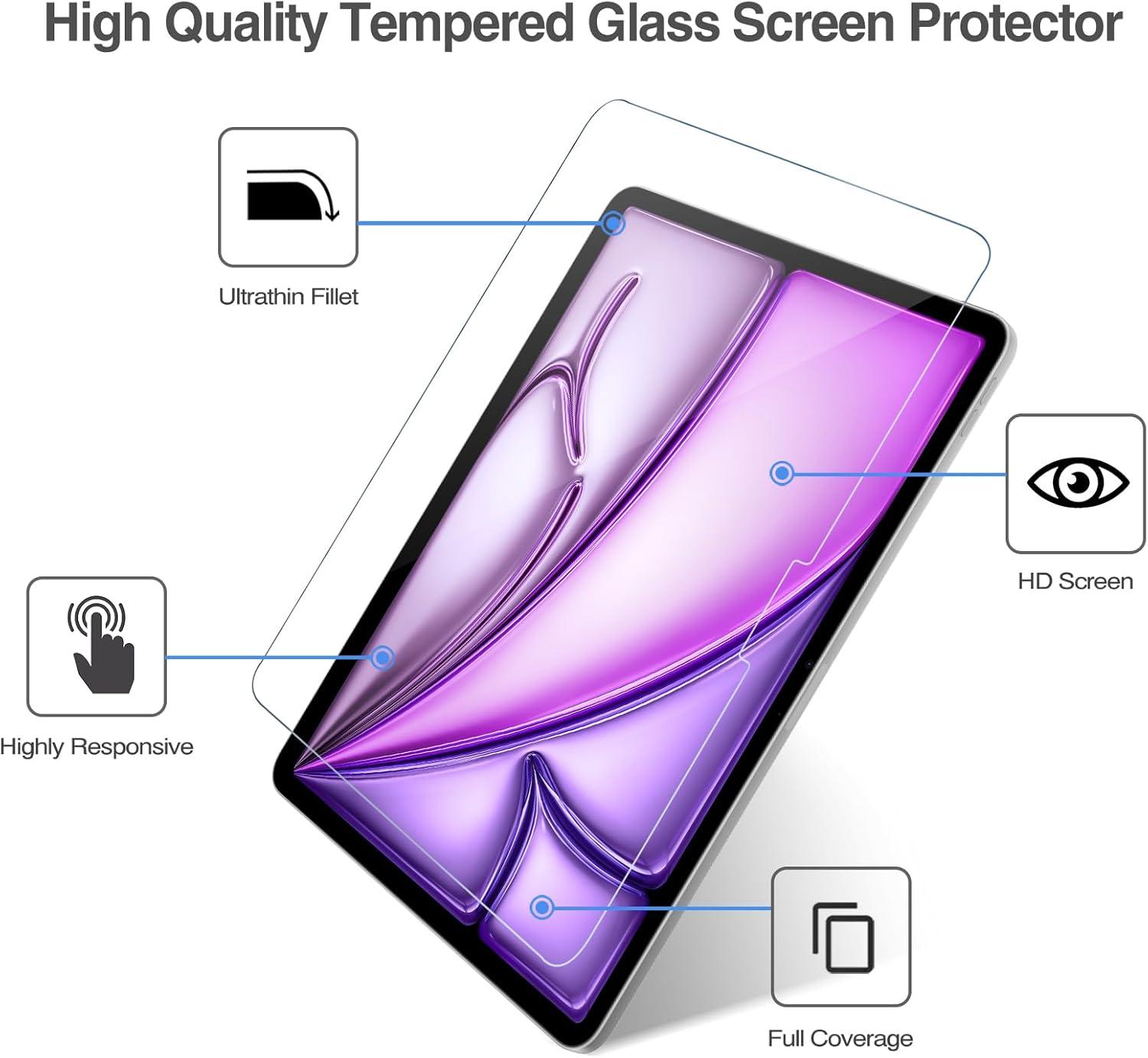 image:imageProCase 22 Pack Screen Protector for iPad Air 11 inch M4 2026 7th M3 2025 6th M2 2024 With Two Camera Lens Protector for iPad Air 11 BluePurple