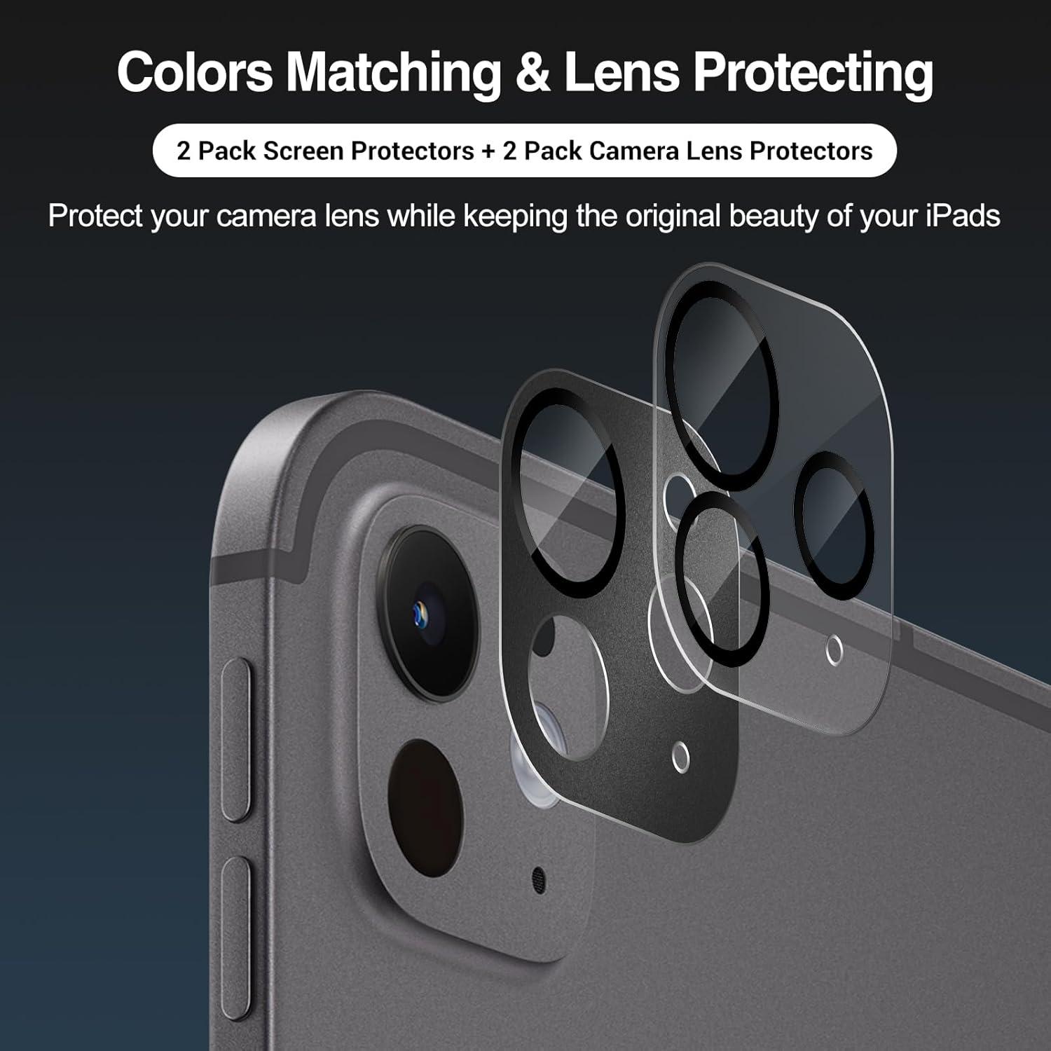 image:imageProCase 22 Pack Screen Protector for iPad Pro 13 inch 2025 M5 2024 M4 with Camera Lens Protector Tempered Glass Film for iPad Pro 13 2ClearBlackClear