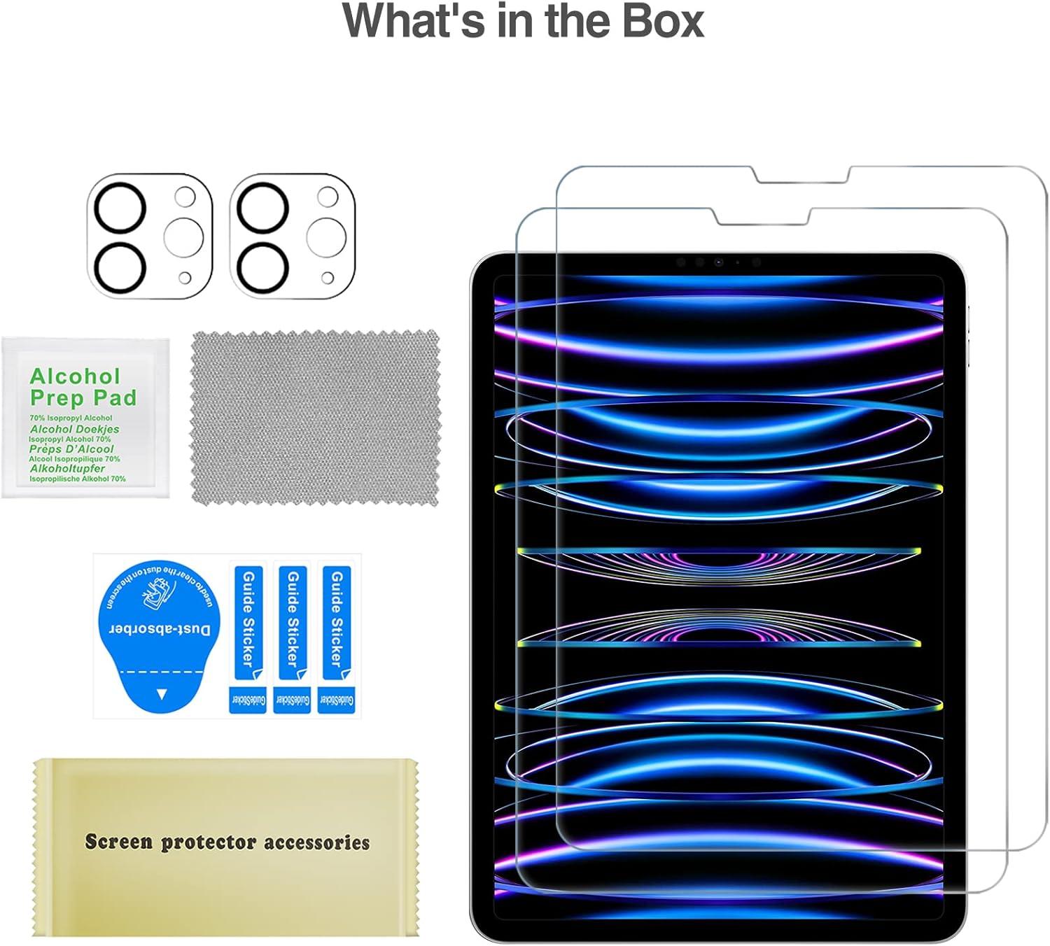 image:imageProCase 22 Pack Screen Protector for iPad Pro 13 inch 2025 M5 2024 M4 with Camera Lens Protector Tempered Glass Film for iPad Pro 13 2ClearClear