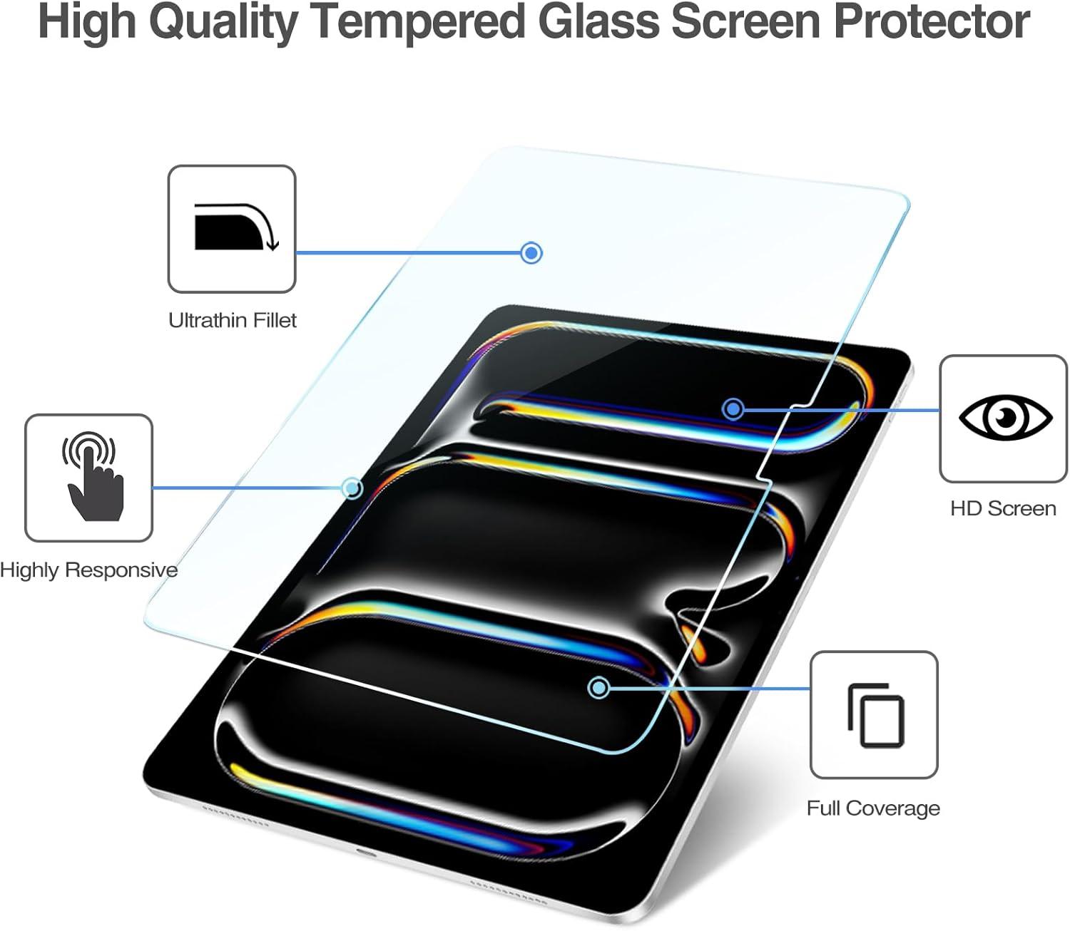 image:imageProCase 22 Pack Screen Protector for iPad Pro 13 inch 2025 M5 2024 M4 with Camera Lens Protector Tempered Glass Film for iPad Pro 13 2ClearClear