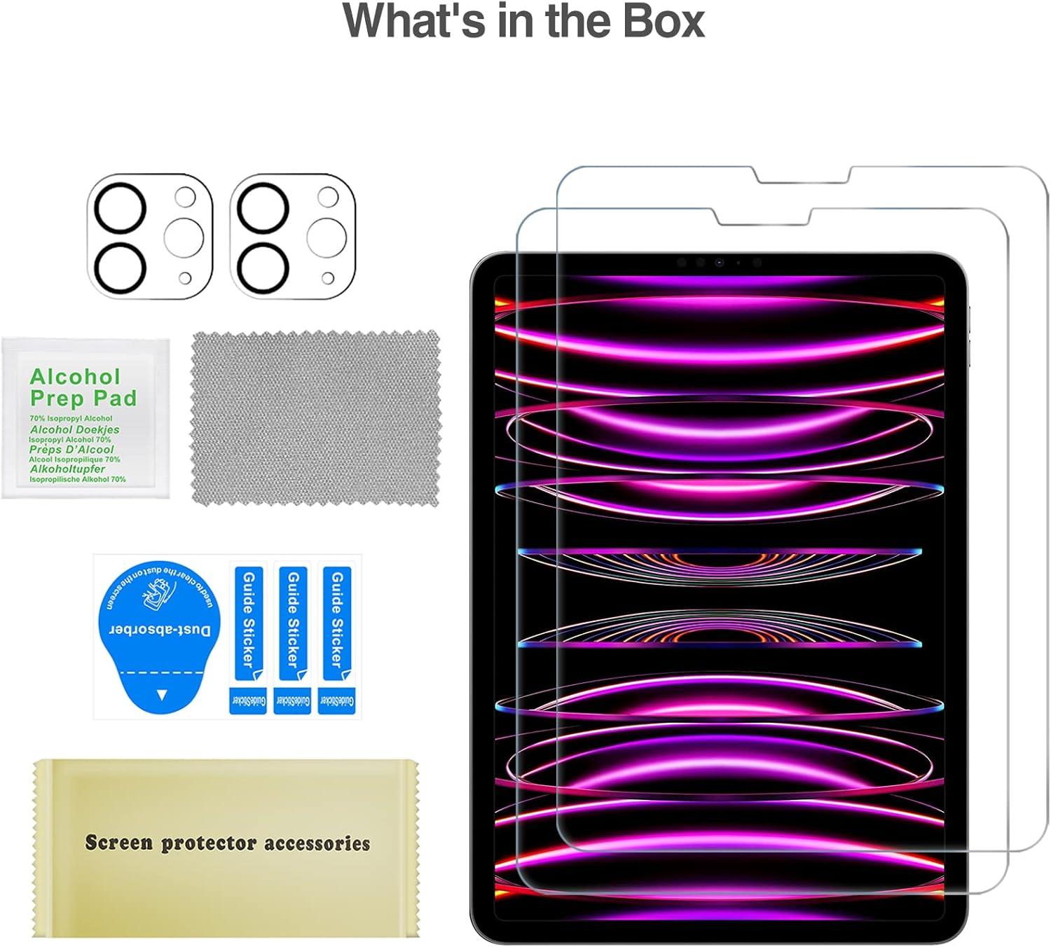 image:imageProCase 22 Pack Screen Protector for iPad Pro 13 inch 2025 M5 2024 M4 with Camera Lens Protector Tempered Glass Film for iPad Pro 13 2ClearClear