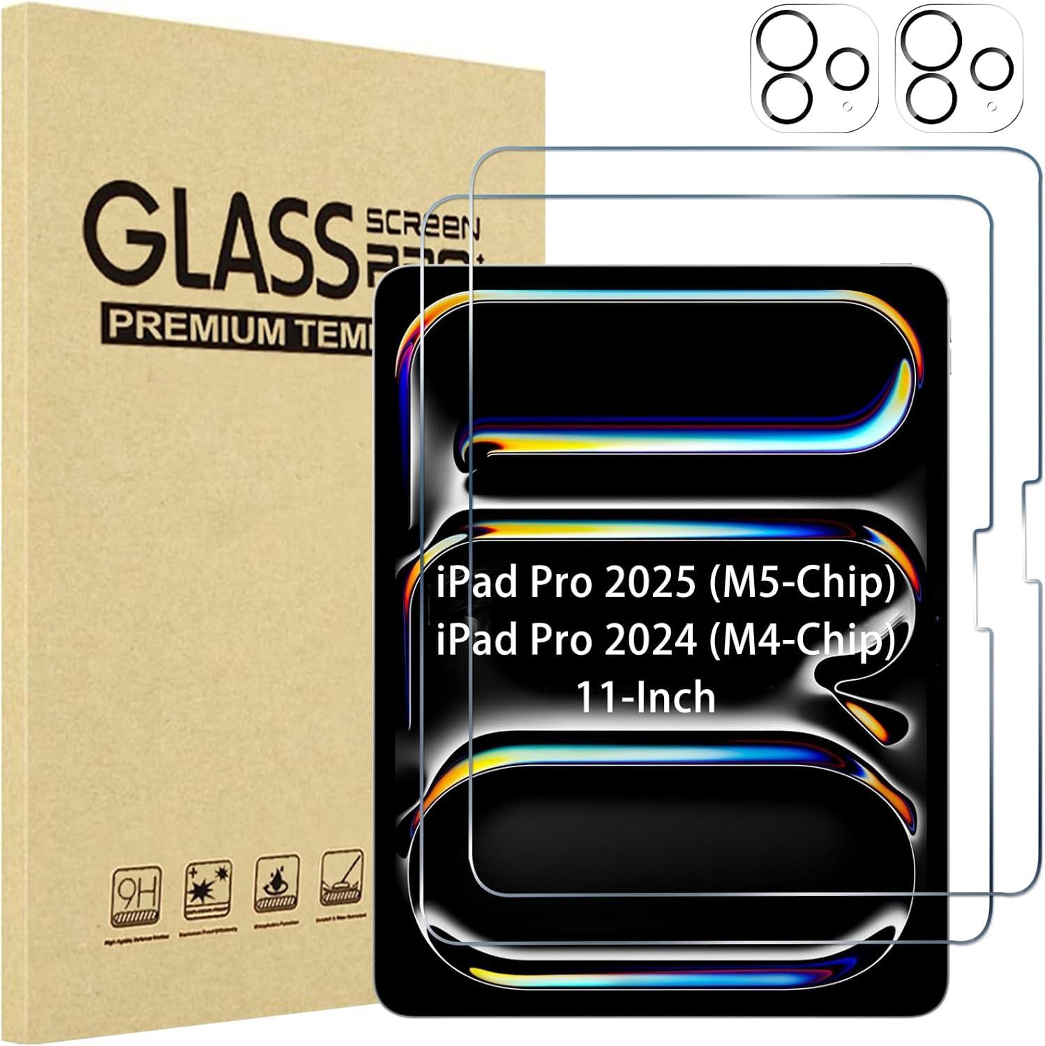 image:imageProCase 22 Pack Screen Protector for iPad Pro 13 inch 2025 M5 2024 M4 with Camera Lens Protector Tempered Glass Film for iPad Pro 13 2ClearClear