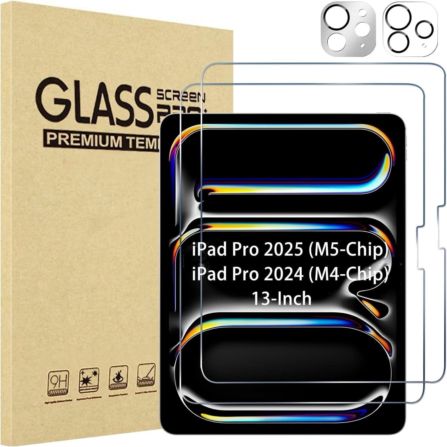 image:imageProCase 22 Pack Screen Protector for iPad Pro 13 inch 2025 M5 2024 M4 with Camera Lens Protector Tempered Glass Film for iPad Pro 13 2ClearSliverClear