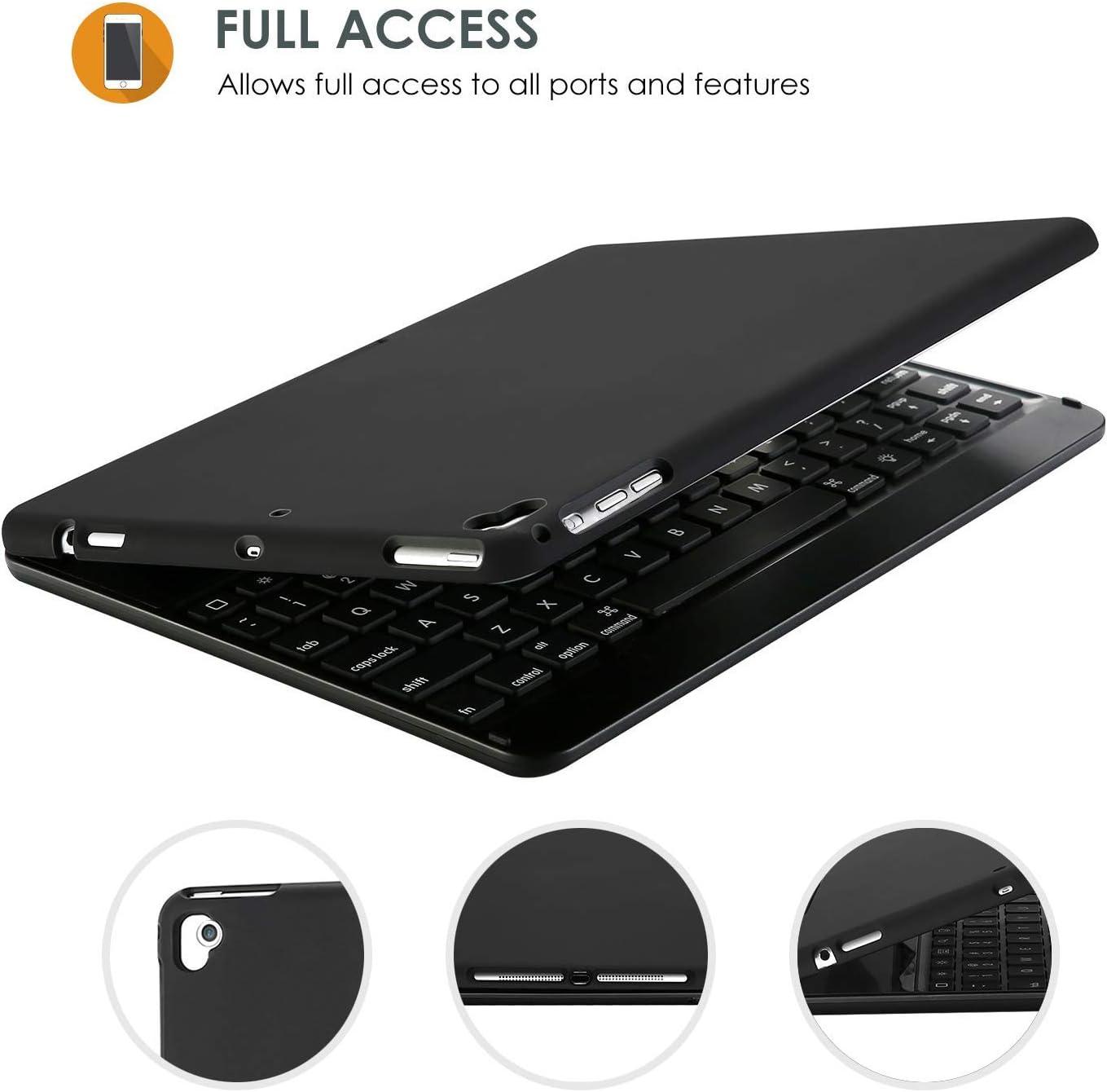 image:imageProCase 360 Rotation Keyboard Case with 7 Colors Backlit for iPad 102 2021 9th Gen 2020 8th Gen 2019 7th Gen Protective Smart Cover with Wireless Keyboard for 102 iPad 9th8th7th Black