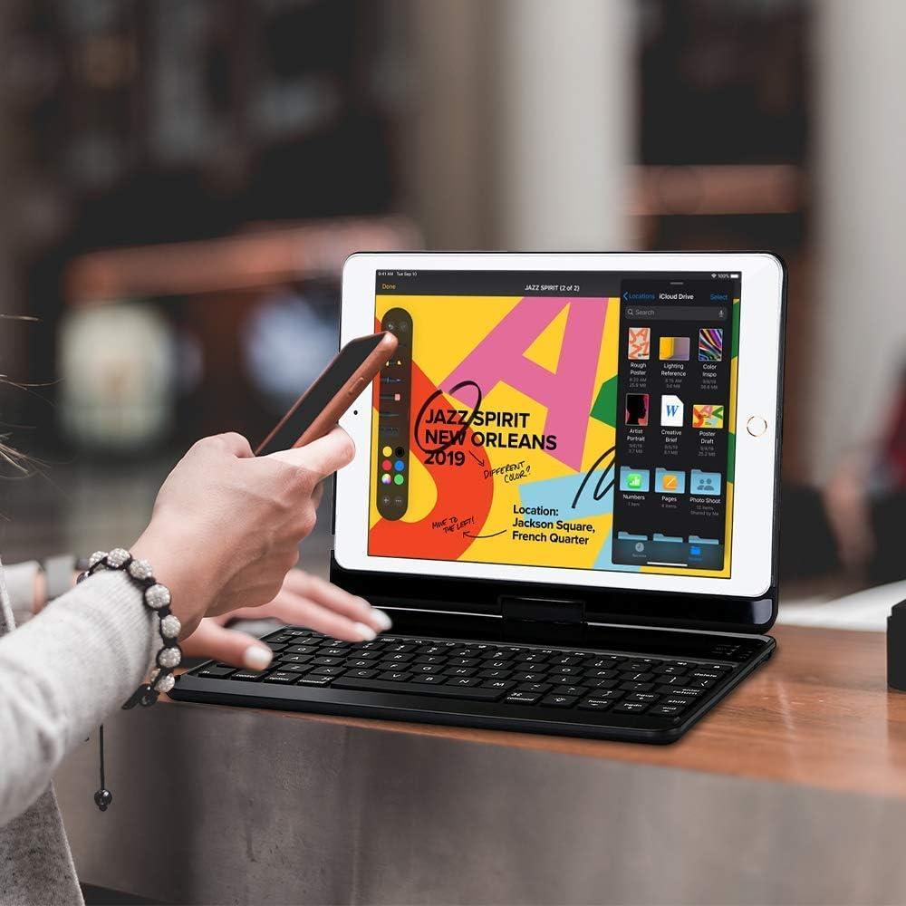 image:imageProCase 360 Rotation Keyboard Case with 7 Colors Backlit for iPad 102 2021 9th Gen 2020 8th Gen 2019 7th Gen Protective Smart Cover with Wireless Keyboard for 102 iPad 9th8th7th Black