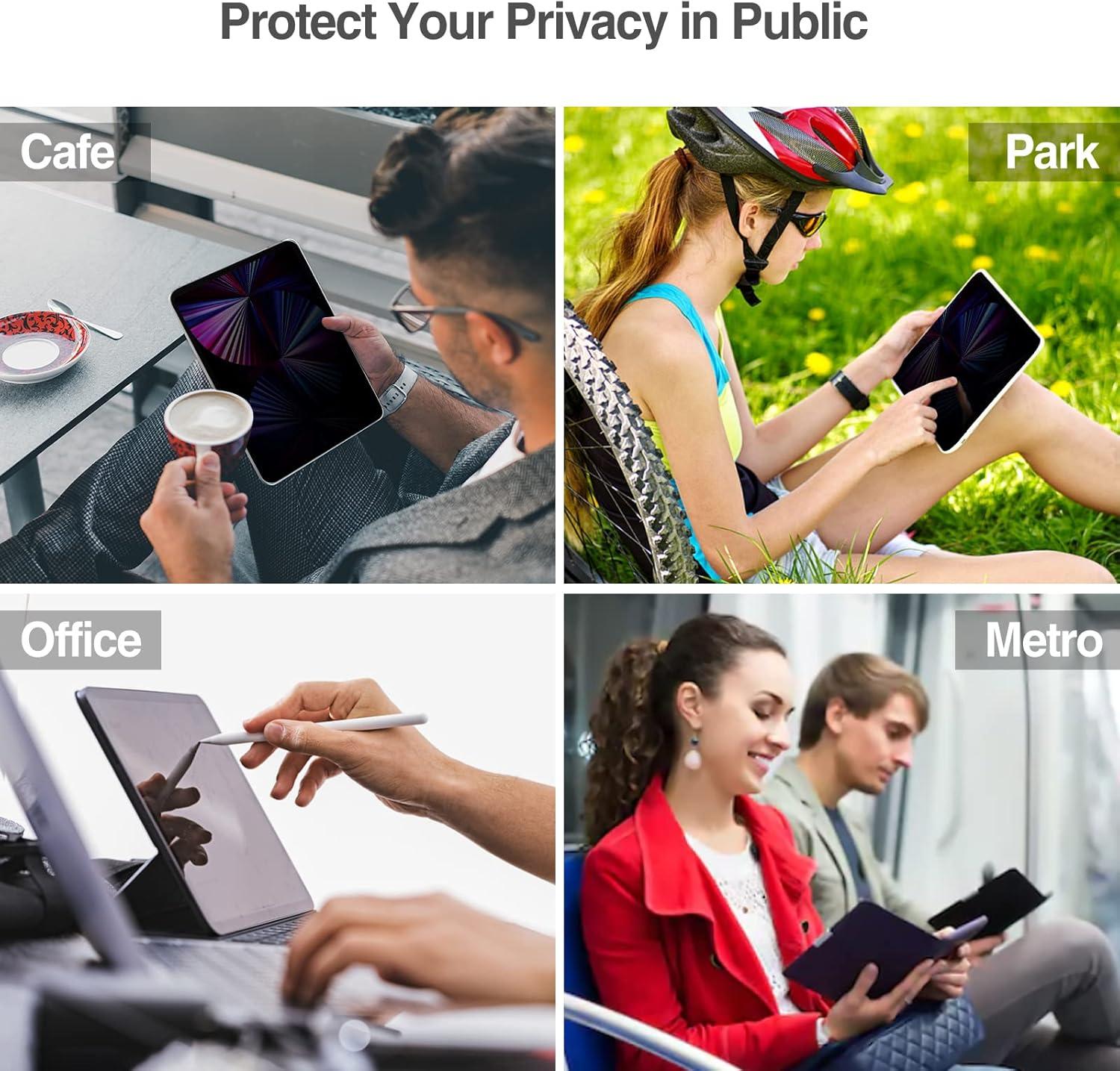 image:imageProCase 4Way Privacy Screen Protector for iPad Pro 11 4th 2022 109 iPad Air 54 iPad Pro 11 3rd 2nd 1st 360 Degree Tempered Glass Film Guard