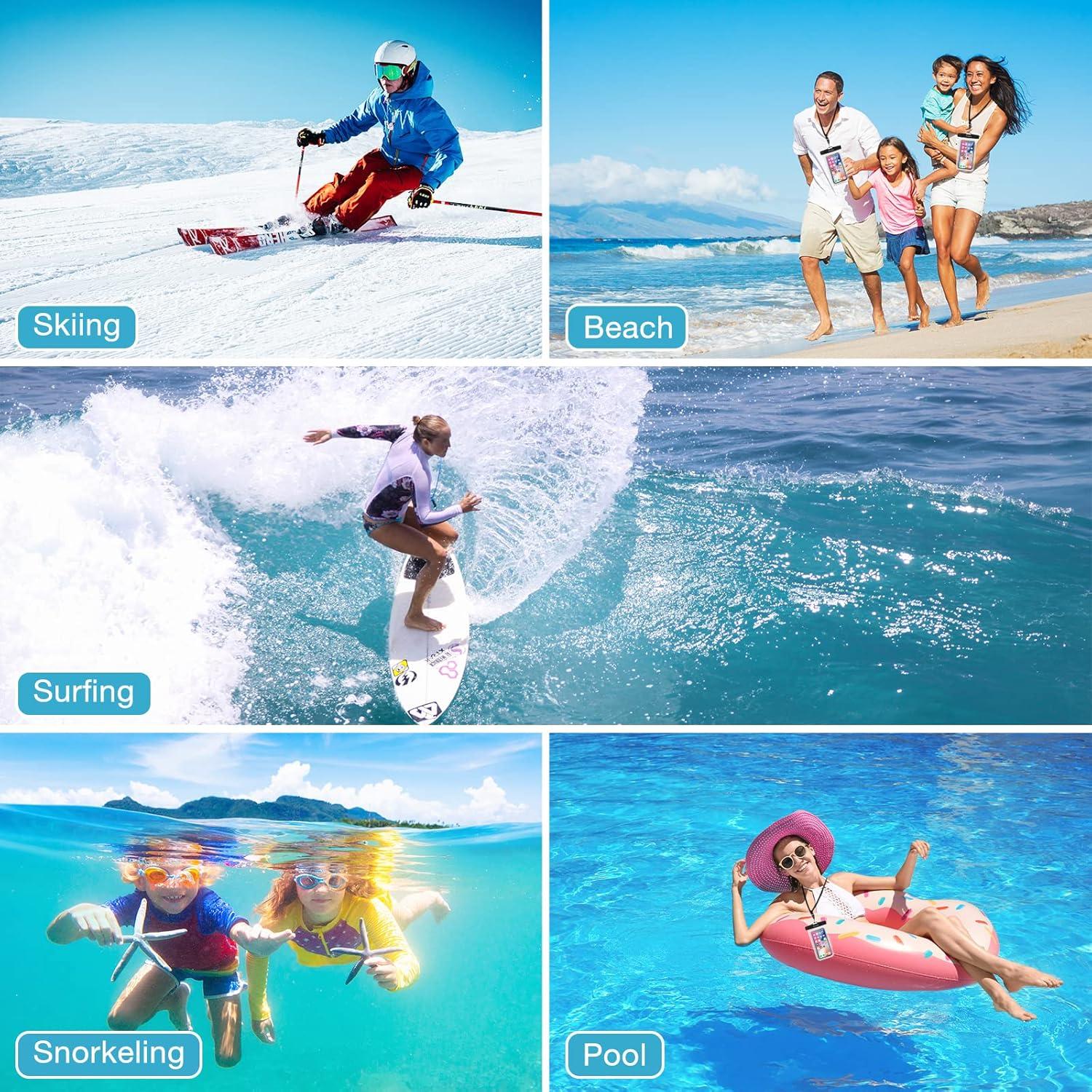 image:imageProCase 6 Pack Waterproof Phone Pouch Dry Bag Underwater Case for iPhone 16 15 14 13 12 11 Pro Plus Max Mini Xs XR X 8 7 Galaxy S23 S22 S21 Ultra Note up to 7 MixedBlack Blue Pink Green Yellow Teal