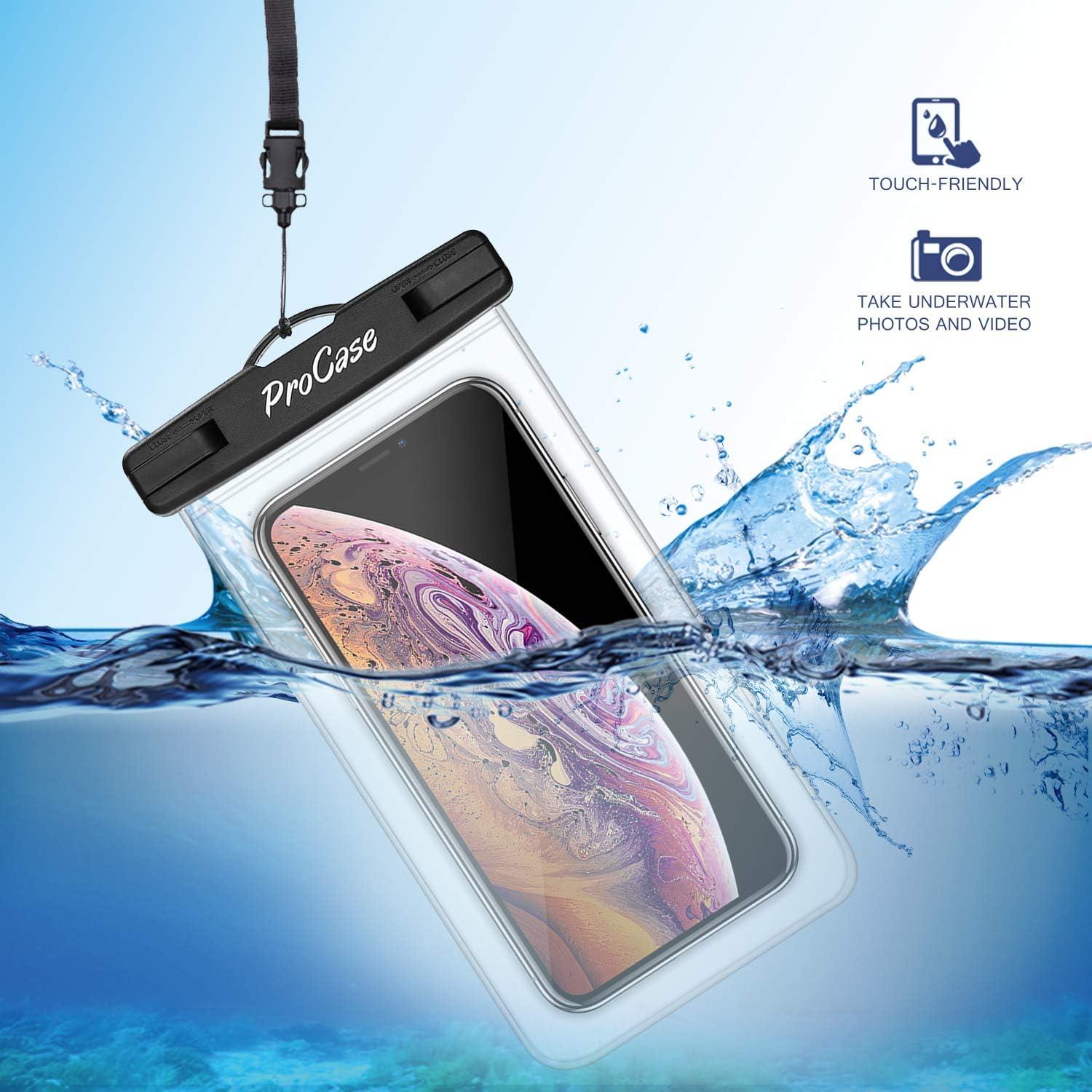image:imageProCase 6 Pack Waterproof Phone Pouch Dry Bag Underwater Case for iPhone 16 15 14 13 12 11 Pro Plus Max Mini Xs XR X 8 7 Galaxy S23 S22 S21 Ultra Note up to 7 MixedBlack Blue Pink Green Yellow Teal