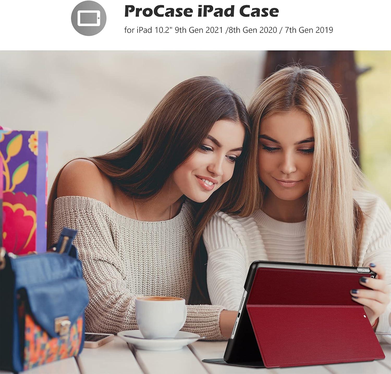 image:imageProCase Cover for iPad 102 Case 2021 iPad 9th Generation 2020 iPad 8th Gen 2019 iPad 7th Gen Case Slim Stand Protective Case Folio Cover for 102 iPad 9th Gen 8th Gen 7th GenBlackRed