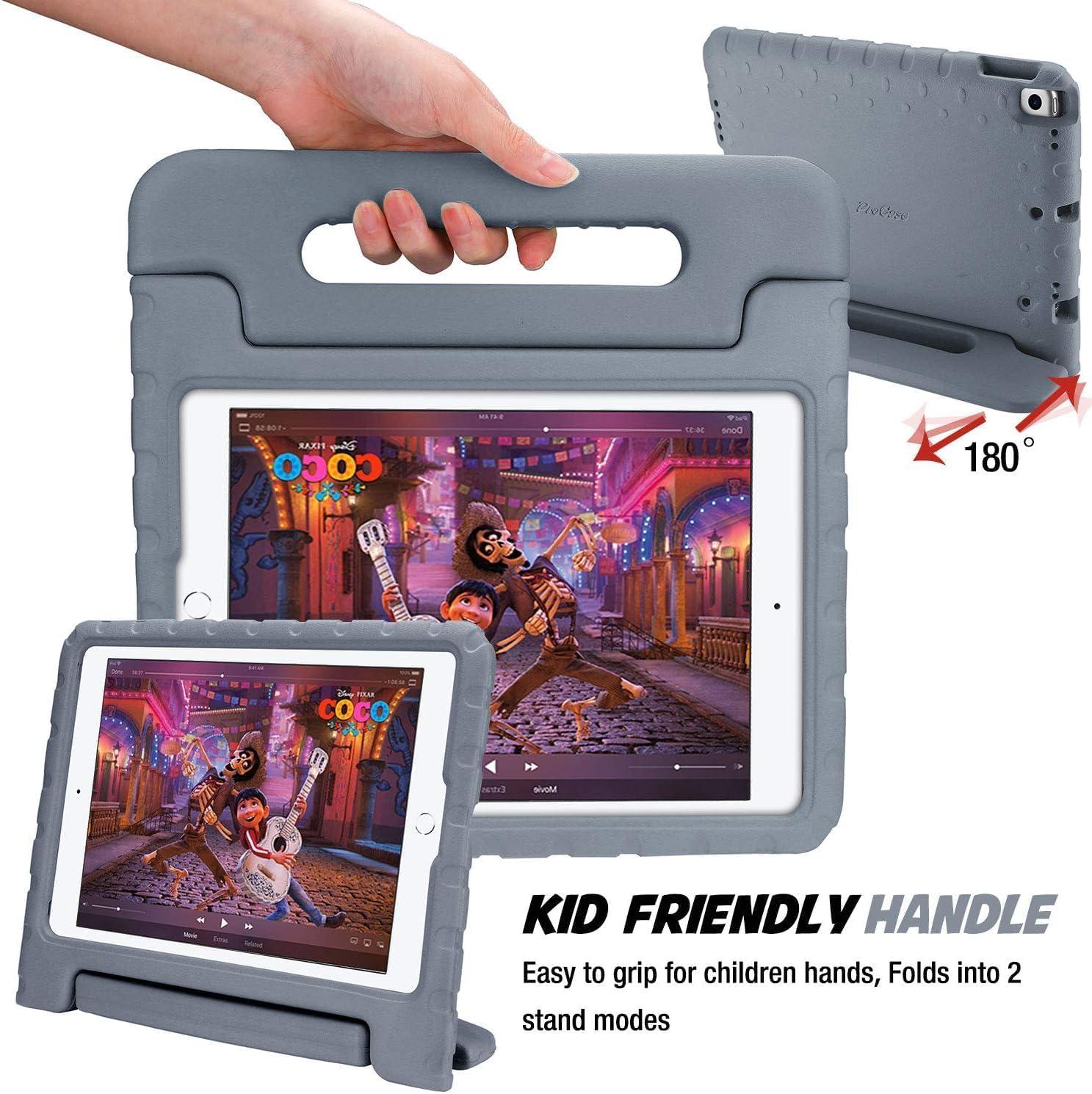 image:imageProCase Kids Case for iPad 9th GenerationiPad 8iPad 7 iPad 102 Case 2021 2020 2019iPad Air 105iPad Pro 105 Kids Case Shockproof Lightweight Case with Convertible Handle Blue 2021 2020 2019 Shockproof BlueGrey