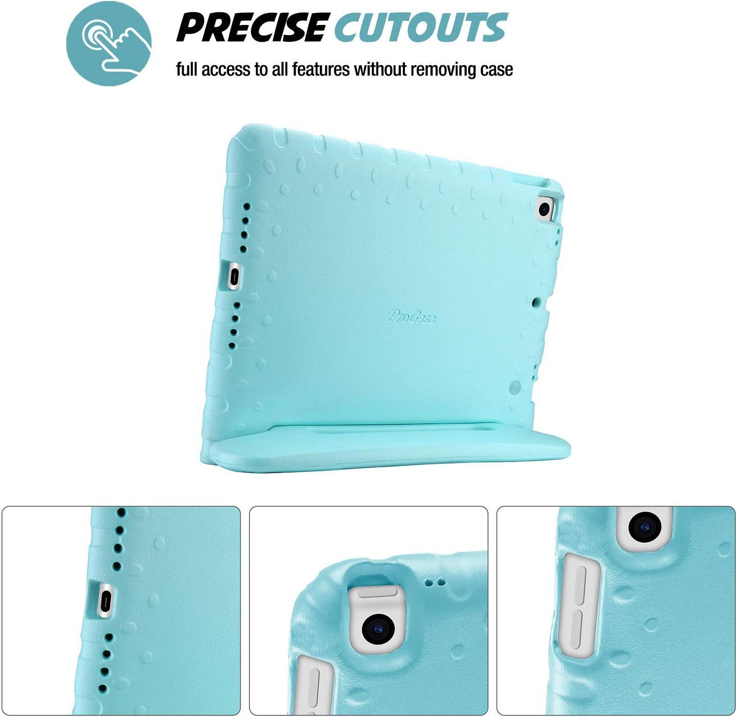 image:imageProCase Kids Case for iPad 9th GenerationiPad 8iPad 7 iPad 102 Case 2021 2020 2019iPad Air 105iPad Pro 105 Kids Case Shockproof Lightweight Case with Convertible Handle Blue 2021 2020 2019 Shockproof BlueAqua