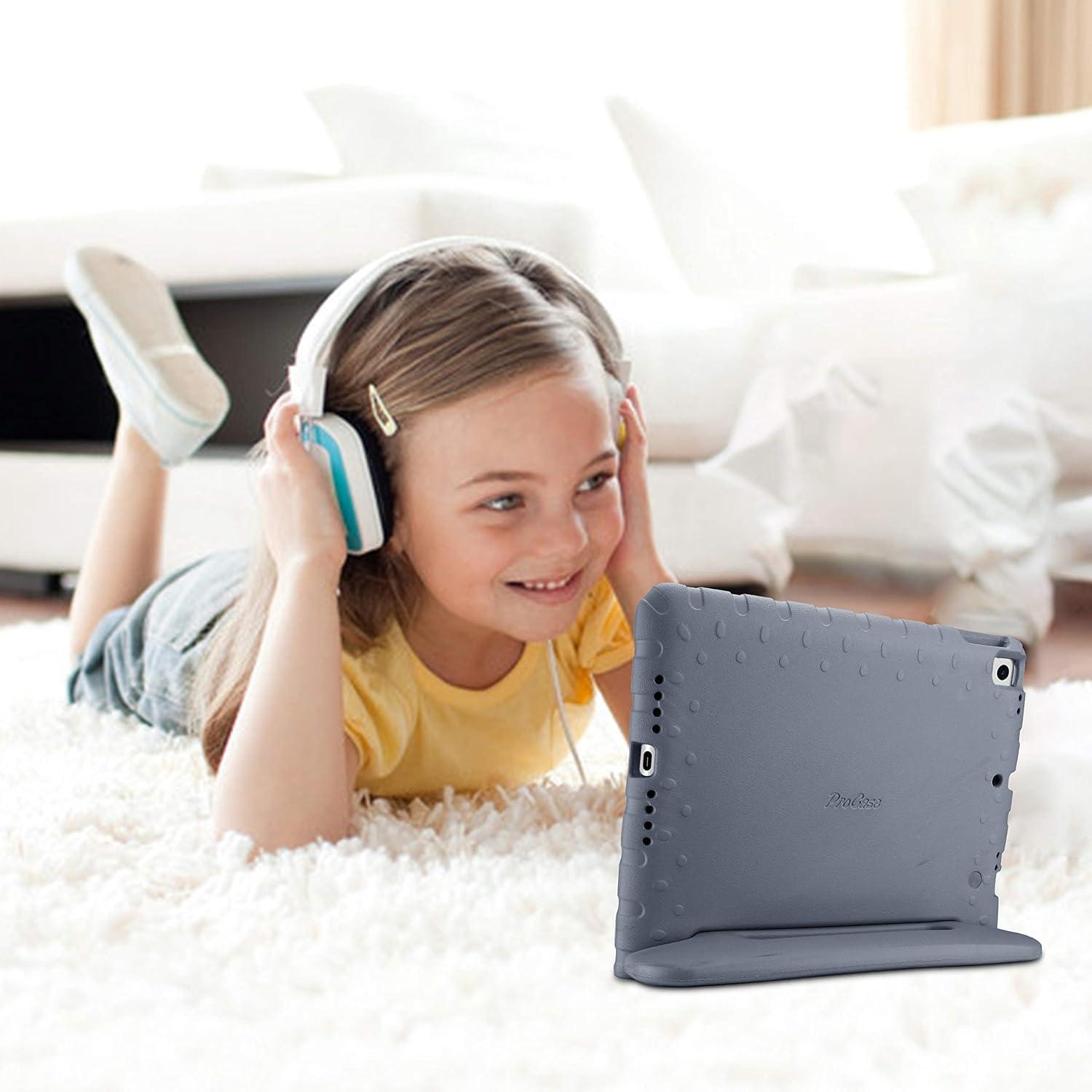 image:imageProCase Kids Case for iPad 9th GenerationiPad 8iPad 7 iPad 102 Case 2021 2020 2019iPad Air 105iPad Pro 105 Kids Case Shockproof Lightweight Case with Convertible Handle Blue 2021 2020 2019 Shockproof BlueGrey