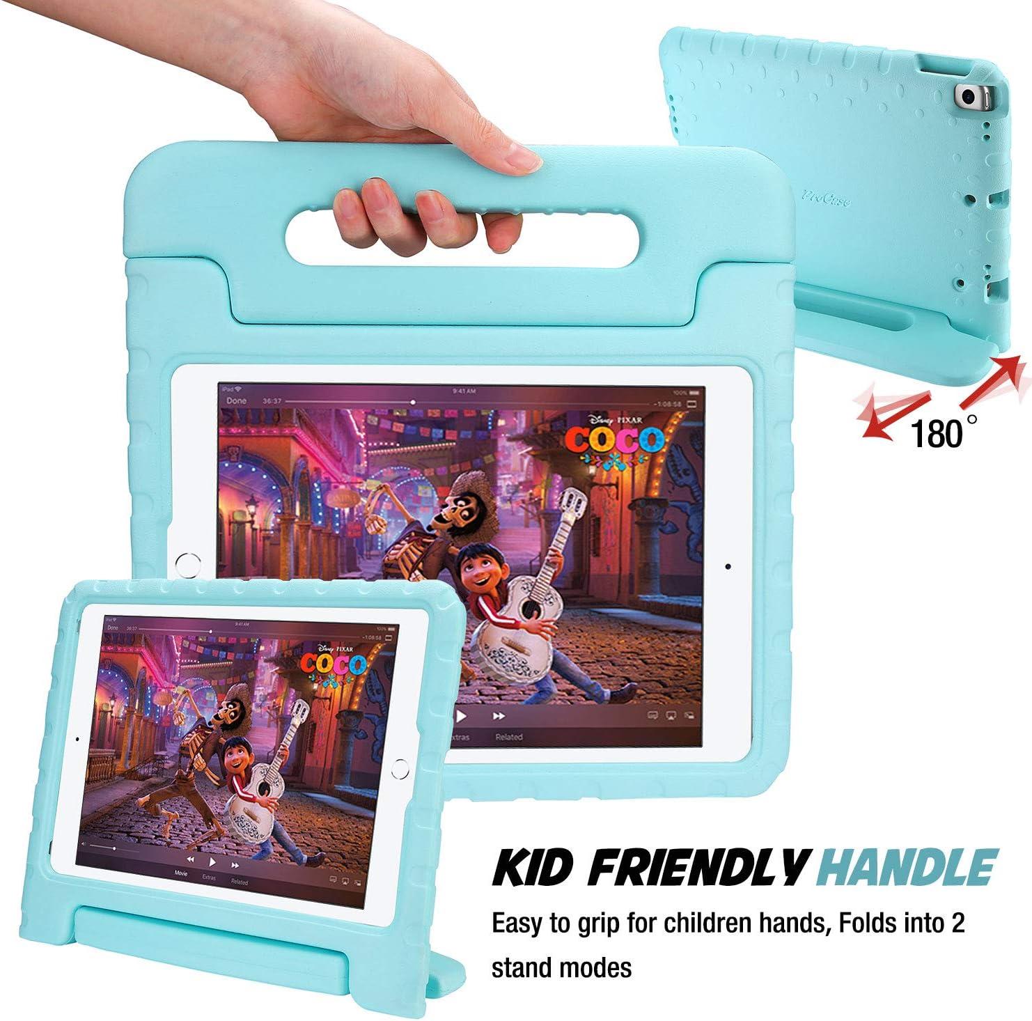 image:imageProCase Kids Case for iPad 9th GenerationiPad 8iPad 7 iPad 102 Case 2021 2020 2019iPad Air 105iPad Pro 105 Kids Case Shockproof Lightweight Case with Convertible Handle Blue 2021 2020 2019 Shockproof BlueAqua
