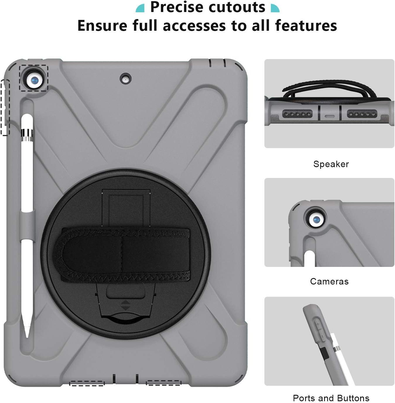 image:imageProCase Rugged Case for iPad 9th 8th 7th Generation 102 202120202019 Heavy Duty Shockproof Protective Cover with Strap for iPad 987 TealGrey