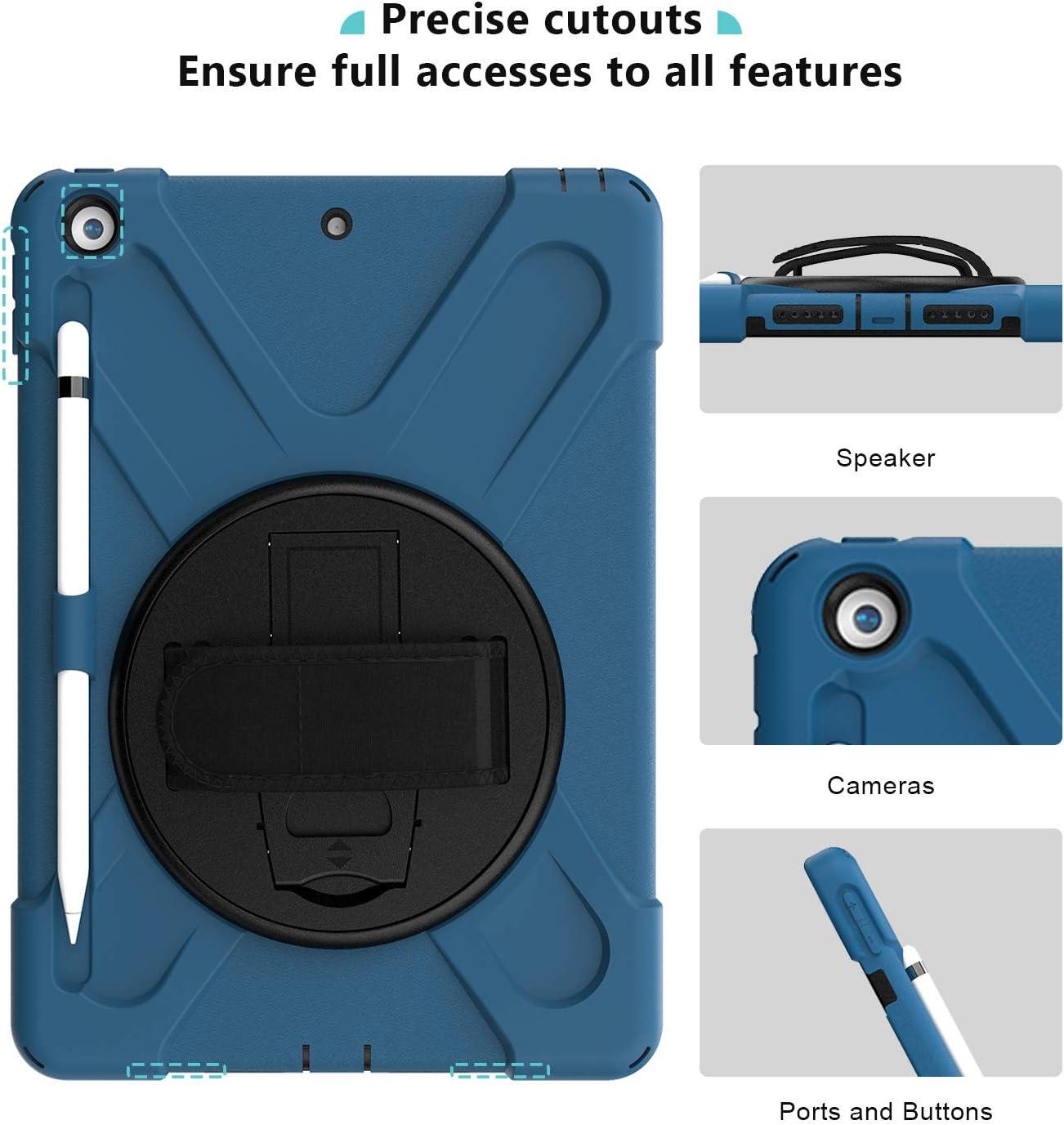 image:imageProCase Rugged Case for iPad 9th 8th 7th Generation 102 202120202019 Heavy Duty Shockproof Protective Cover with Strap for iPad 987 TealMoroccoblue