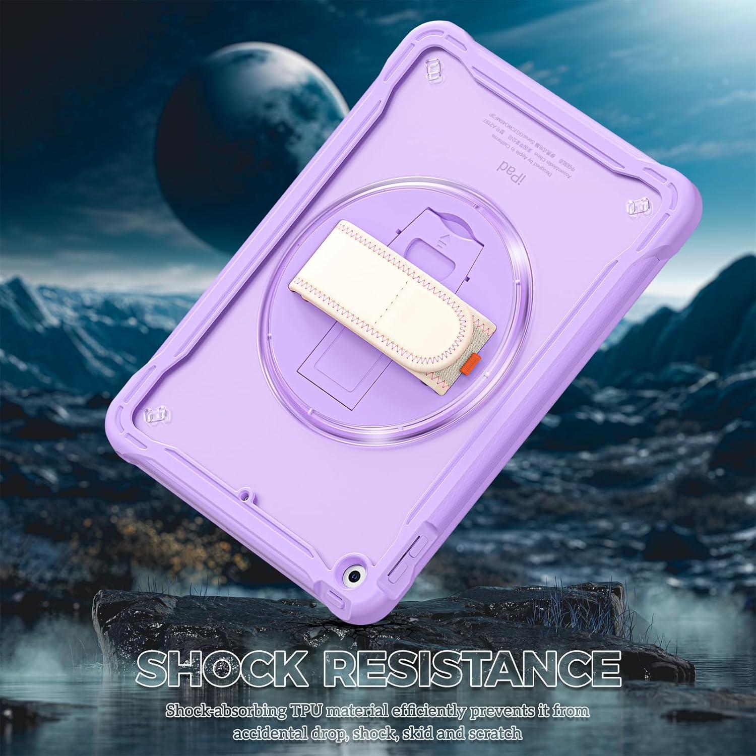 image:imageProCase Rugged Case for iPad 9th8th7th Generation 102 inch 202120202019 Case Heavy Duty Shockproof Rugged Cover with Hand Strap 360 Degree Rotatable Kickstand Protective for iPad 102 PinkPurple