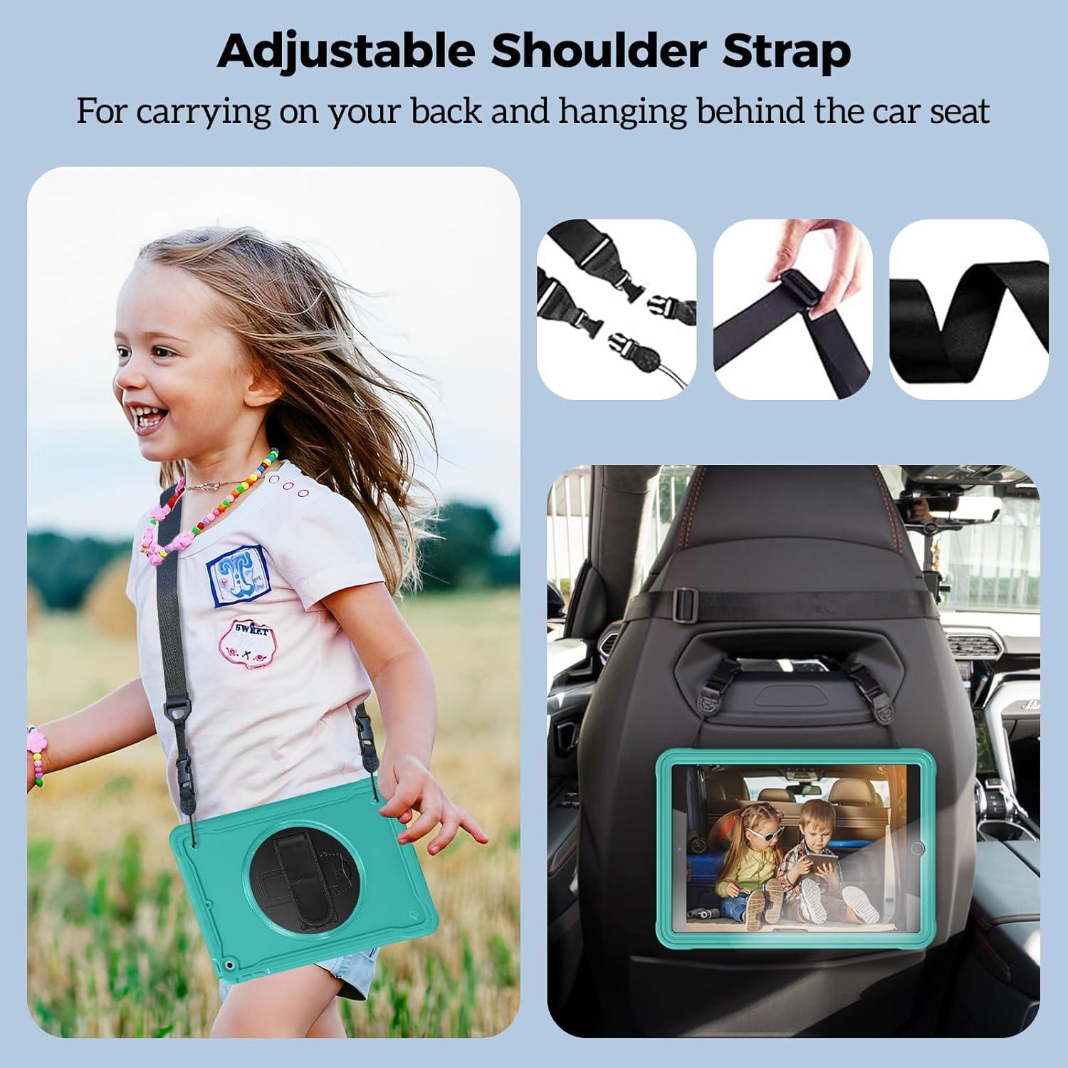image:imageProCase Rugged Case for iPad 9th8th7th Generation 102 inch 202120202019 Case Heavy Duty Shockproof Rugged Cover with Hand Strap 360 Degree Rotatable Kickstand Protective for iPad 102 PinkTeal