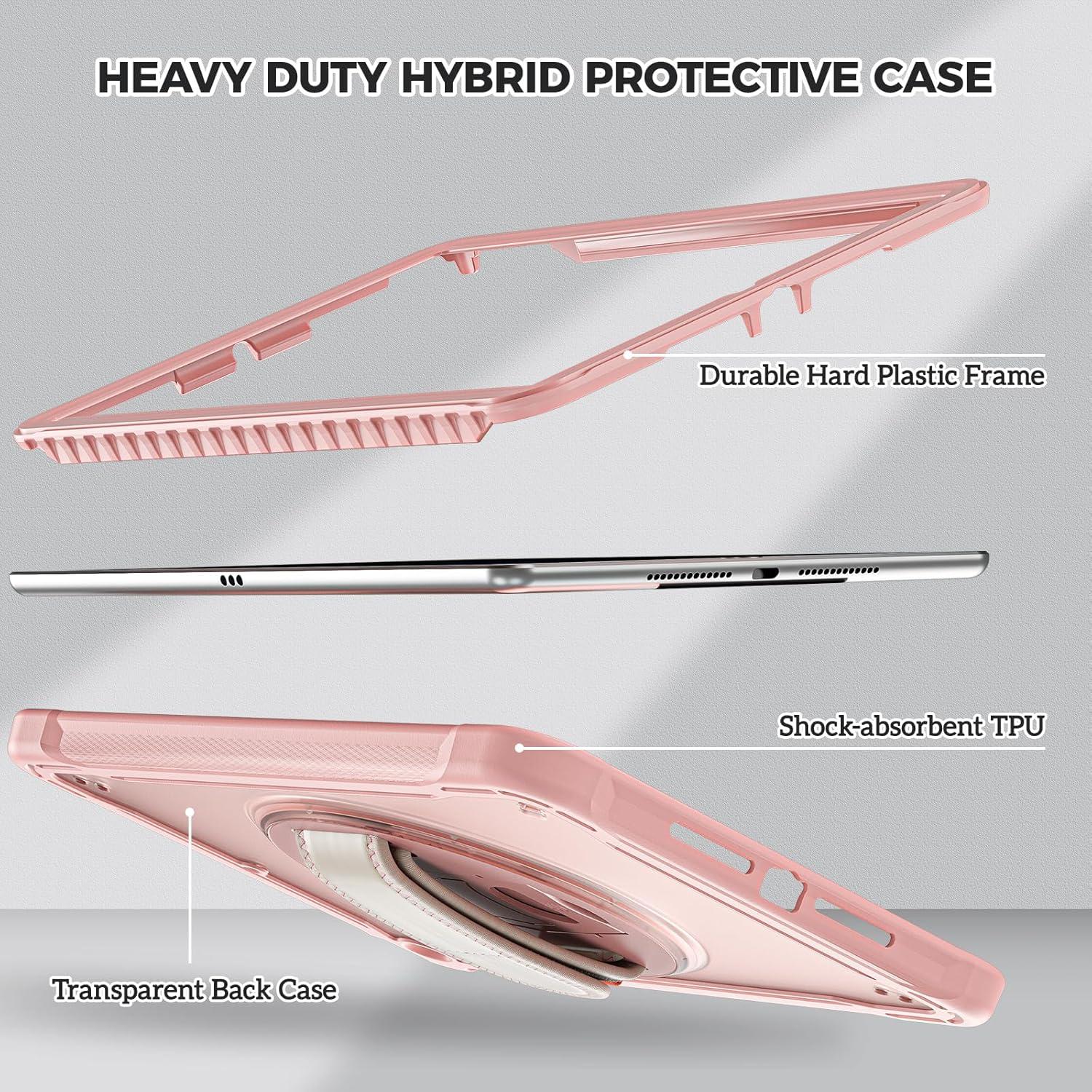 image:imageProCase Rugged Case for iPad 9th8th7th Generation 102 inch 202120202019 Case Heavy Duty Shockproof Rugged Cover with Hand Strap 360 Degree Rotatable Kickstand Protective for iPad 102 PinkPink