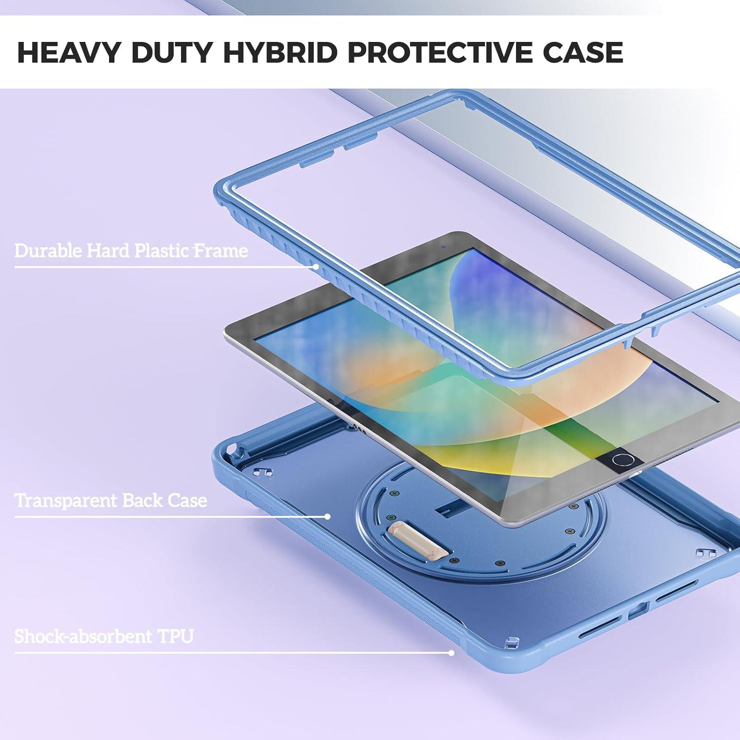 image:imageProCase Rugged Case for iPad 9th8th7th Generation 102 inch 202120202019 Case Heavy Duty Shockproof Rugged Cover with Hand Strap 360 Degree Rotatable Kickstand Protective for iPad 102 PinkNavy