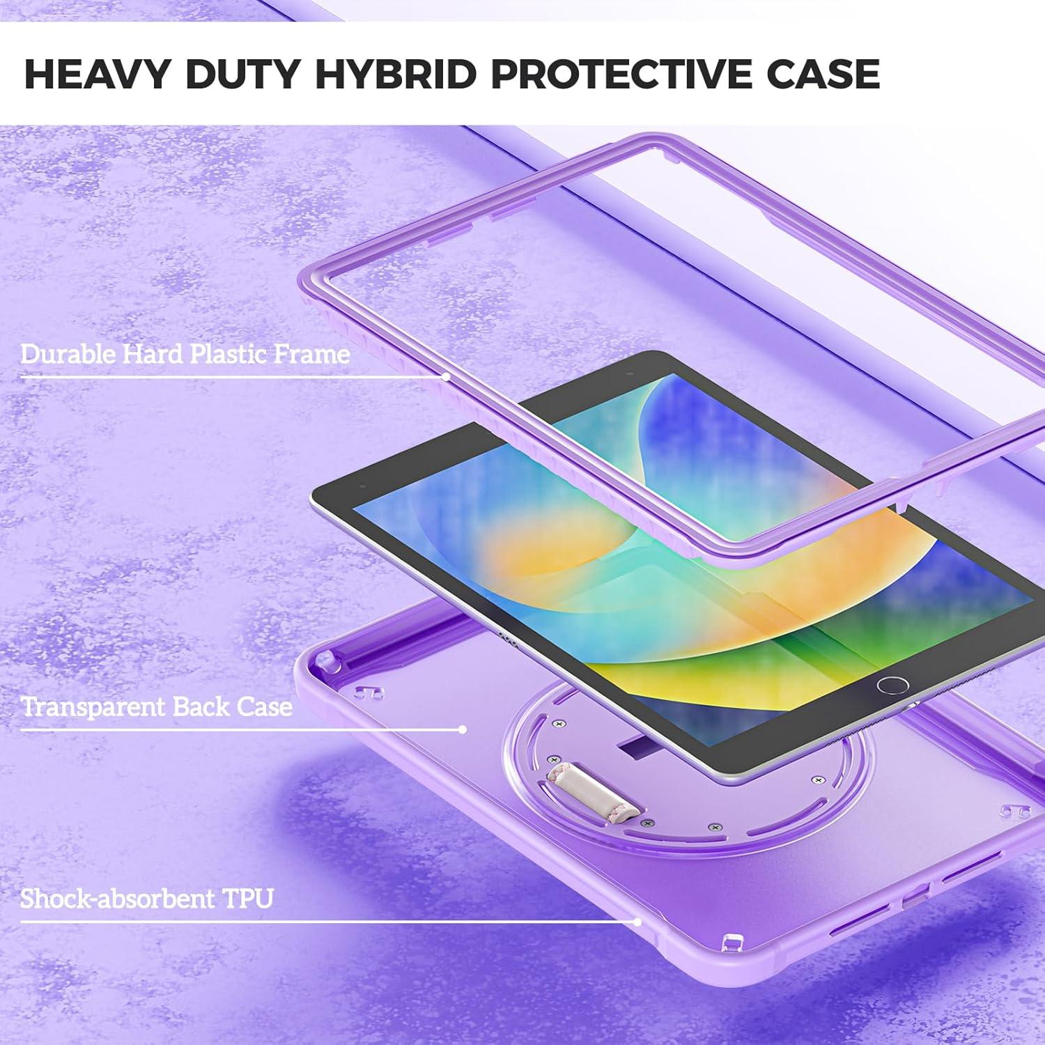 image:imageProCase Rugged Case for iPad 9th8th7th Generation 102 inch 202120202019 Case Heavy Duty Shockproof Rugged Cover with Hand Strap 360 Degree Rotatable Kickstand Protective for iPad 102 PinkPurple