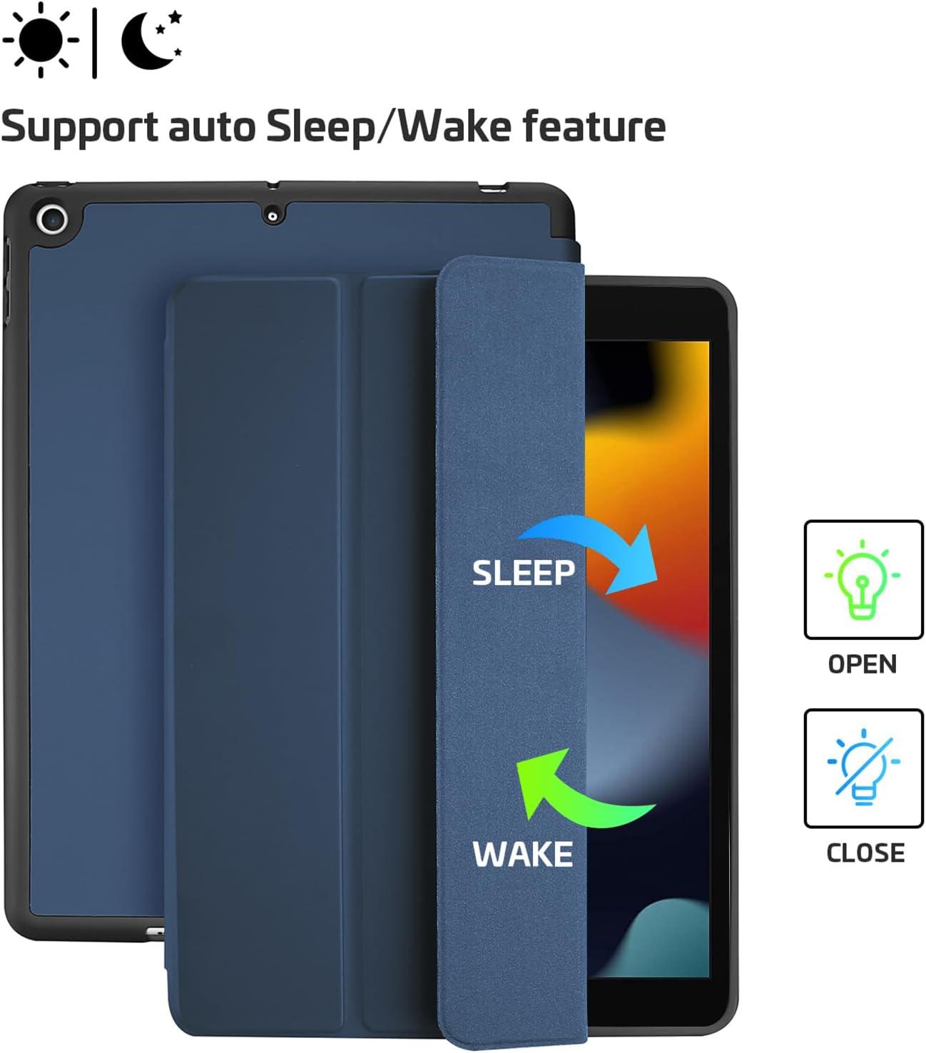 image:imageProCase Smart Case for iPad 102 9th Gen 2021 8th Gen 2020 7th Gen 2019 with Pencil Holder and Soft TPU Back Cover Slim Steady Stand Protective Case for 102 iPad BlackNavy