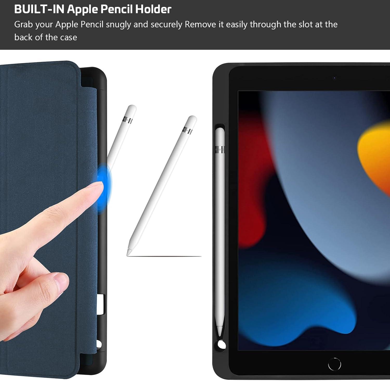 image:imageProCase Smart Case for iPad 102 9th Gen 2021 8th Gen 2020 7th Gen 2019 with Pencil Holder and Soft TPU Back Cover Slim Steady Stand Protective Case for 102 iPad NavyNavy