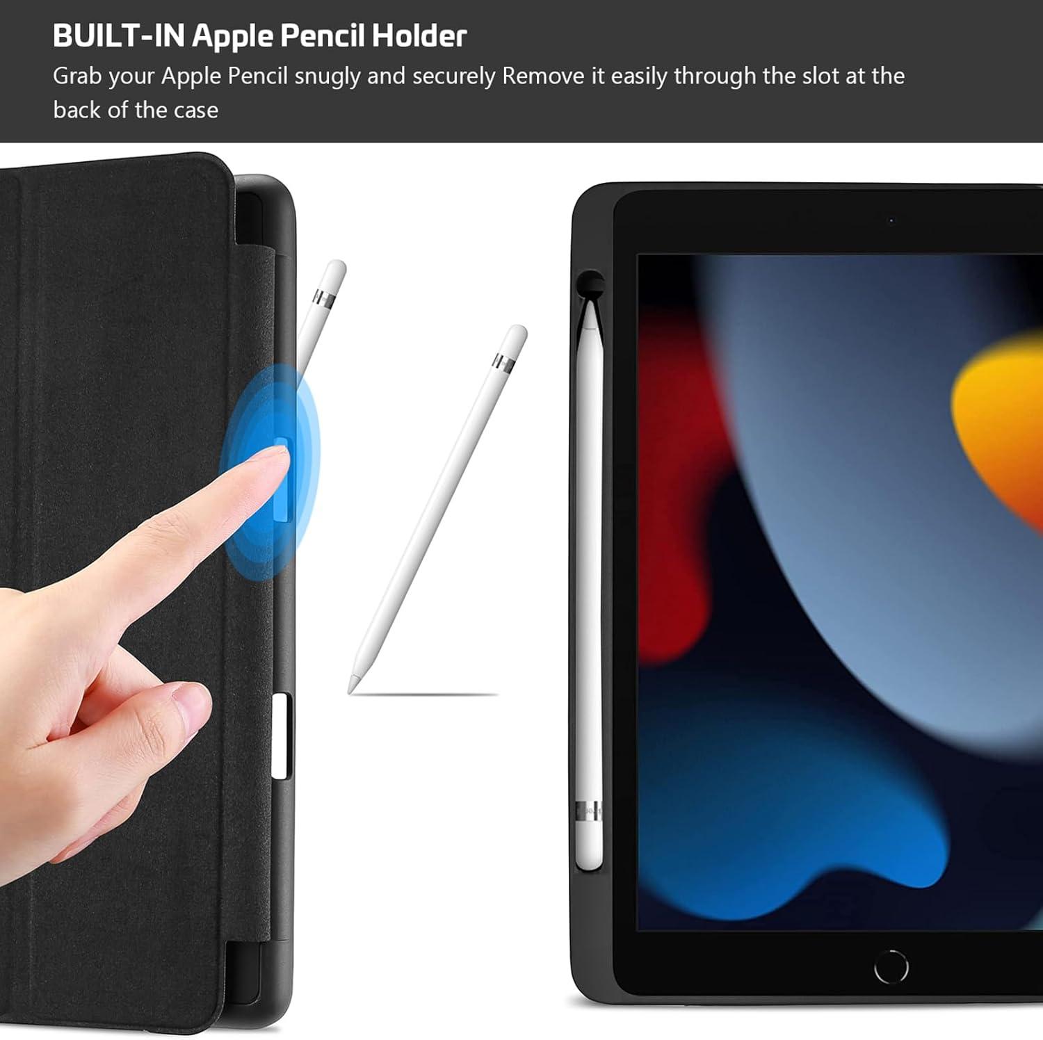 image:imageProCase Smart Case for iPad 102 9th Gen 2021 8th Gen 2020 7th Gen 2019 with Pencil Holder and Soft TPU Back Cover Slim Steady Stand Protective Case for 102 iPad BlackBlack