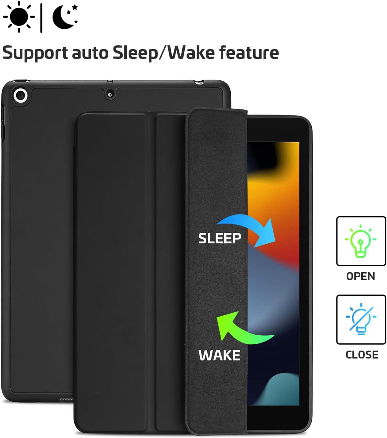 image:imageProCase Smart Case for iPad 102 9th Gen 2021 8th Gen 2020 7th Gen 2019 with Pencil Holder and Soft TPU Back Cover Slim Steady Stand Protective Case for 102 iPad BlackBlack