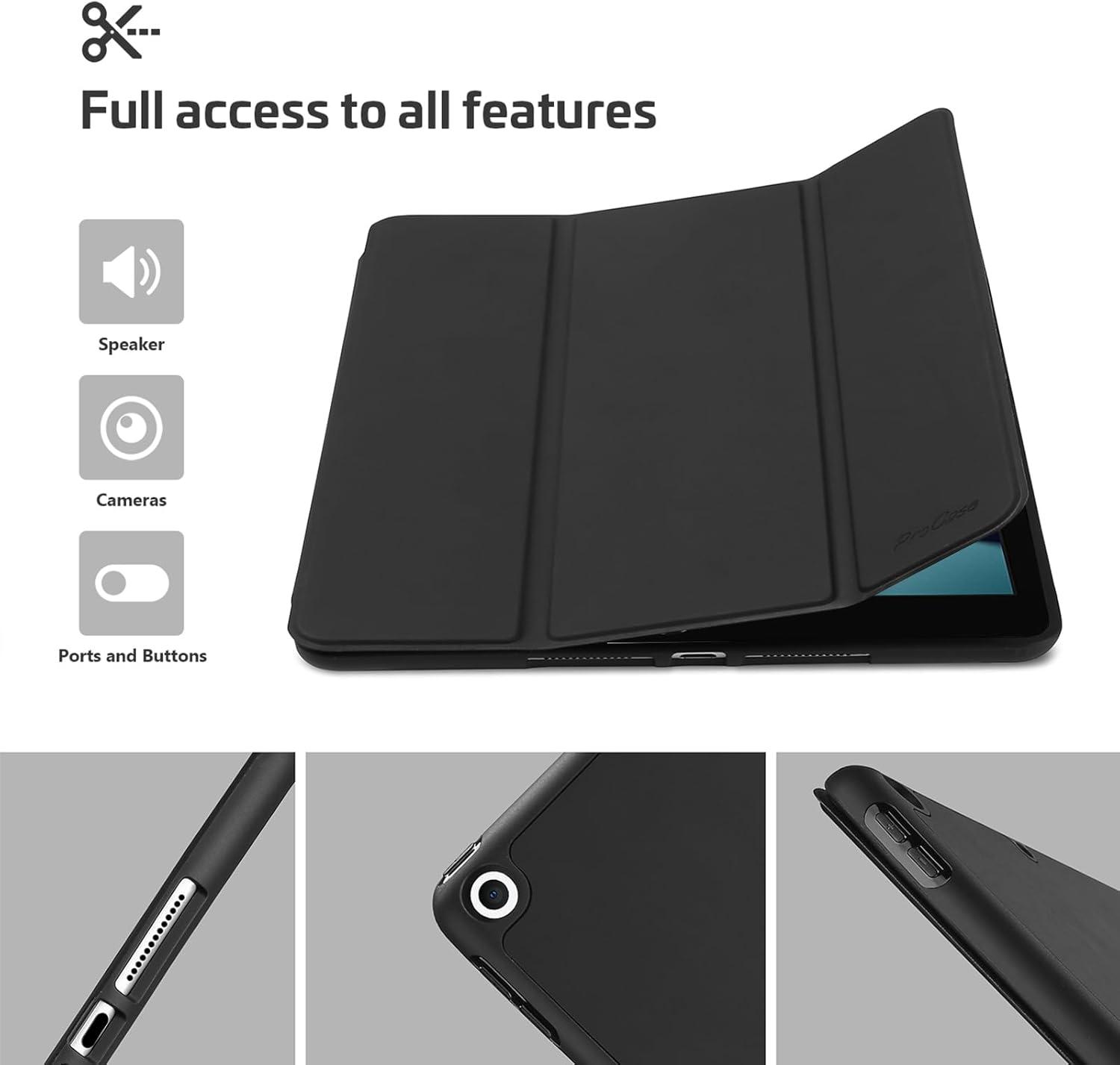 image:imageProCase Smart Case for iPad 102 9th Gen 2021 8th Gen 2020 7th Gen 2019 with Pencil Holder and Soft TPU Back Cover Slim Steady Stand Protective Case for 102 iPad BlackBlack