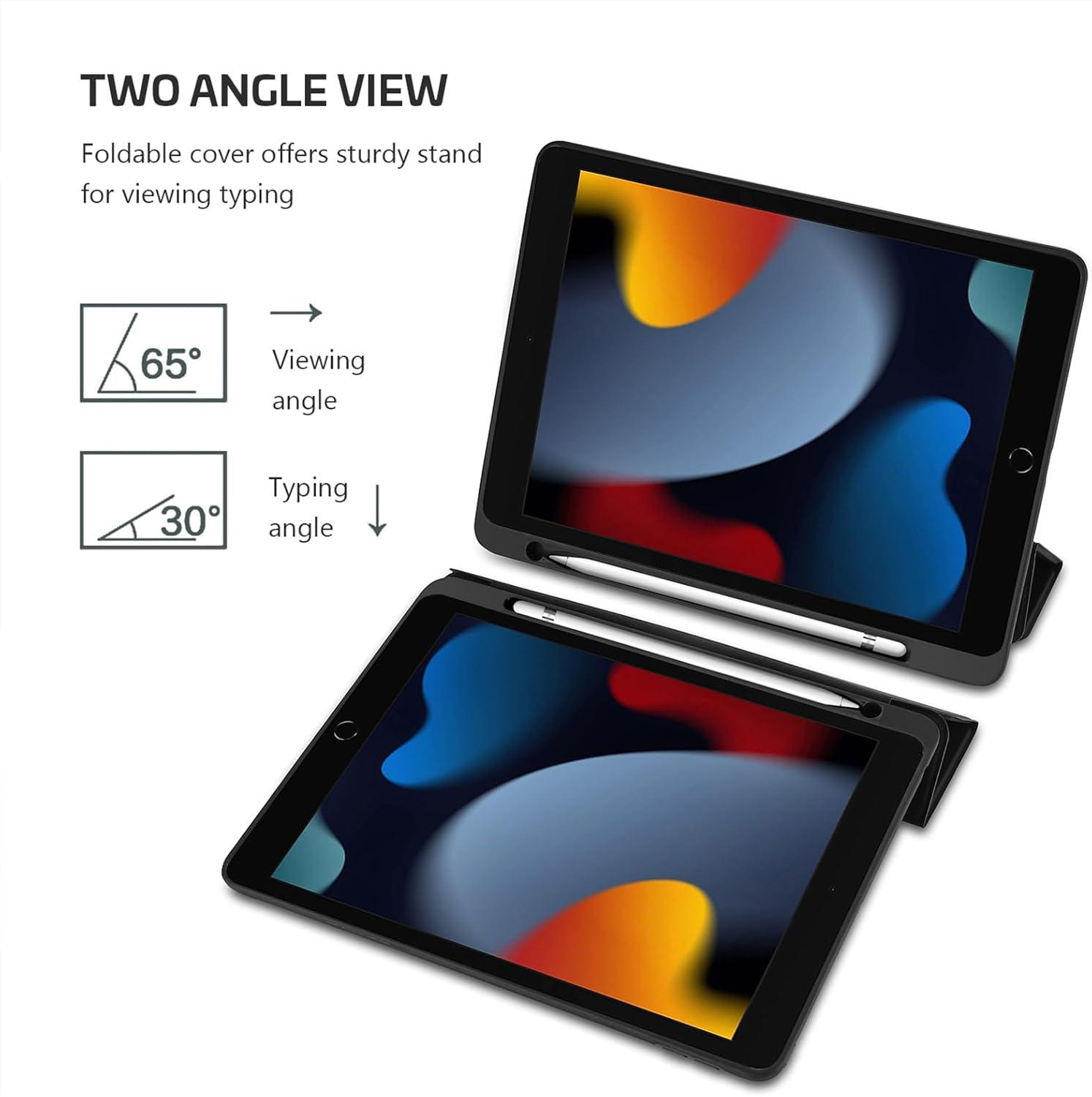 image:imageProCase Smart Case for iPad 102 9th Gen 2021 8th Gen 2020 7th Gen 2019 with Pencil Holder and Soft TPU Back Cover Slim Steady Stand Protective Case for 102 iPad BlackBlack