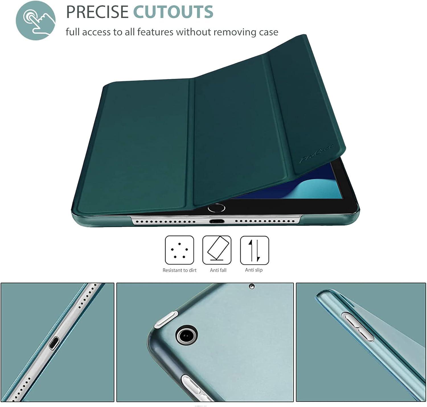 image:imageProCase Smart Case for iPad 102 Case 2021 9th Gen 2020 8th Gen 2019 7th Gen Case with Tempered Glass Screen Protector Slim Stand Hard Shell Protective Smart Cover for 102 iPad 987 Greyemerald