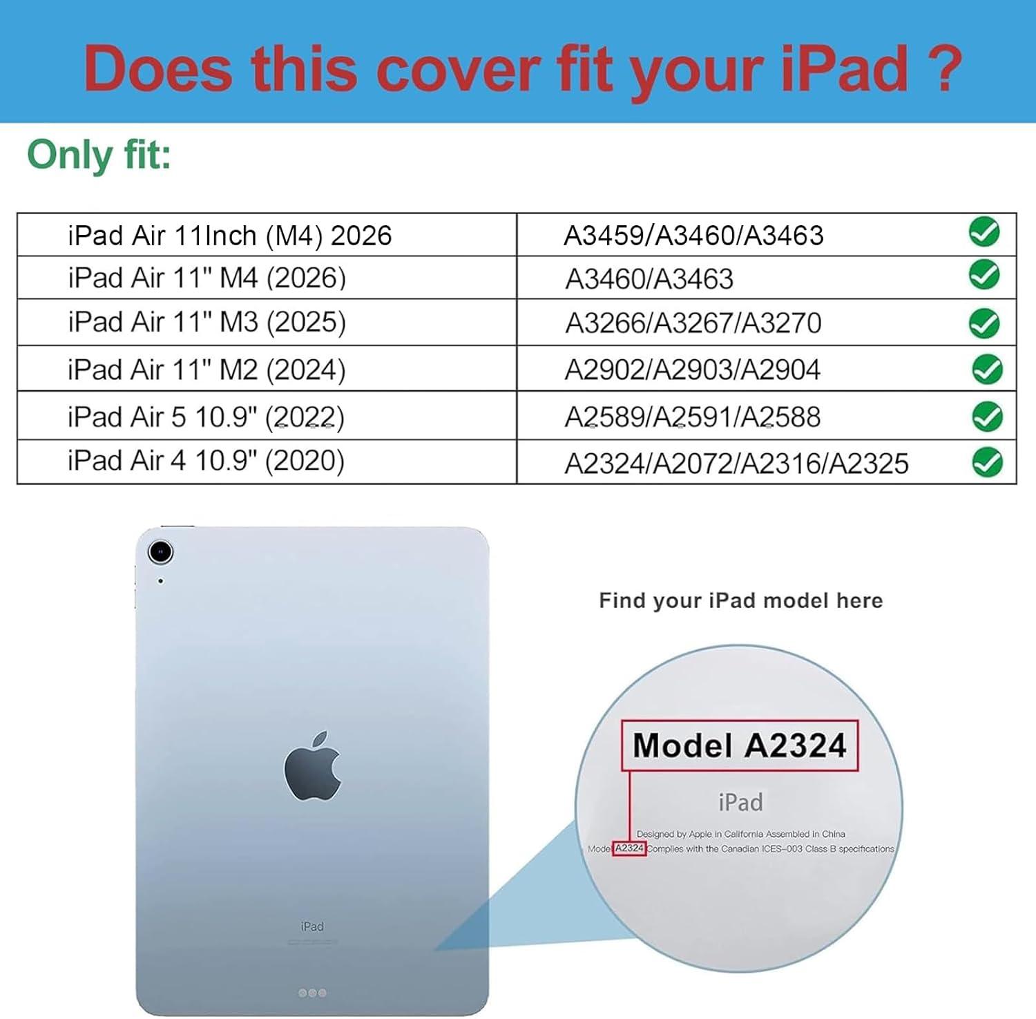 image:imageProCase Smart Case for iPad Air 11inch M4 2026 8th Gen M3 2025 M2 2024 amp 109 Inch iPad Air 5th 2022 amp 4th 2020 Protective Hard Back Cover with Auto SleepWake PinkAqua
