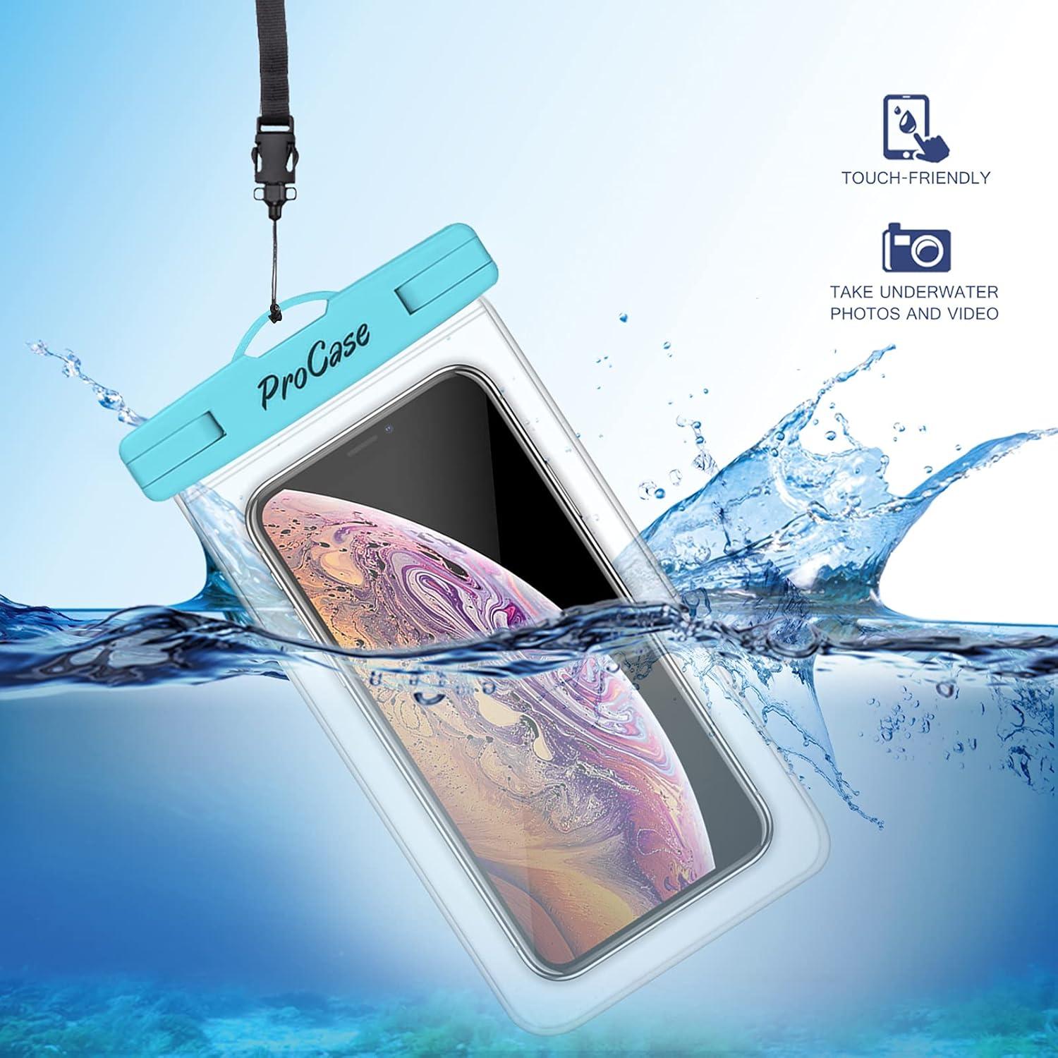 image:imageProCase Waterproof Phone Pouch for iPhone 17 Air 16 15 14 13 12 11 Pro Plus Max Mini Xs XR X 8 7 Galaxy S23 S22 S21 Ultra Note Black Underwater Case up to 7 ClearBlueGreenPinkYellow