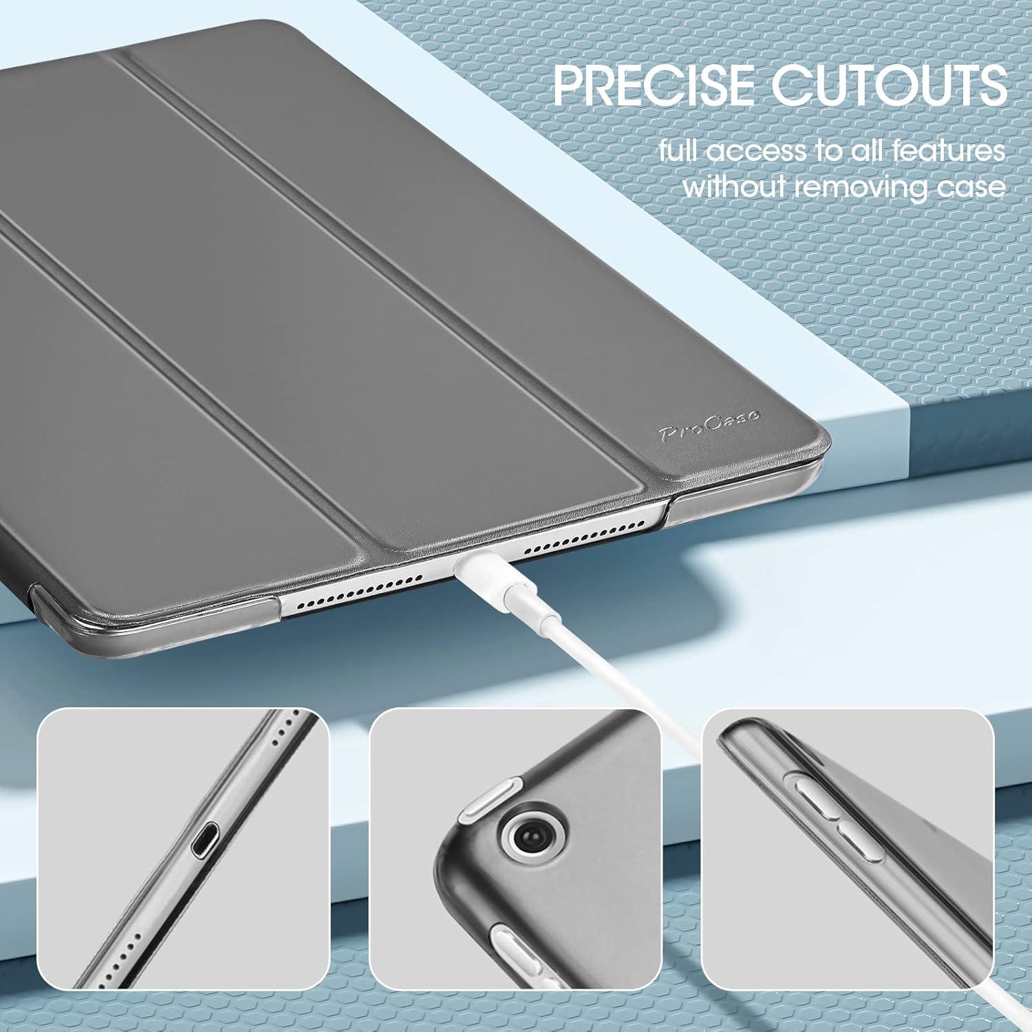 image:imageProCase for iPad 9th 8th 7th Generation Case 102 Inch 202120202019 Release 102 iPad Case 9th 8th 7th Gen Cover Slim Smart Cover with Translucent Hard Shell Back BlackMetallic