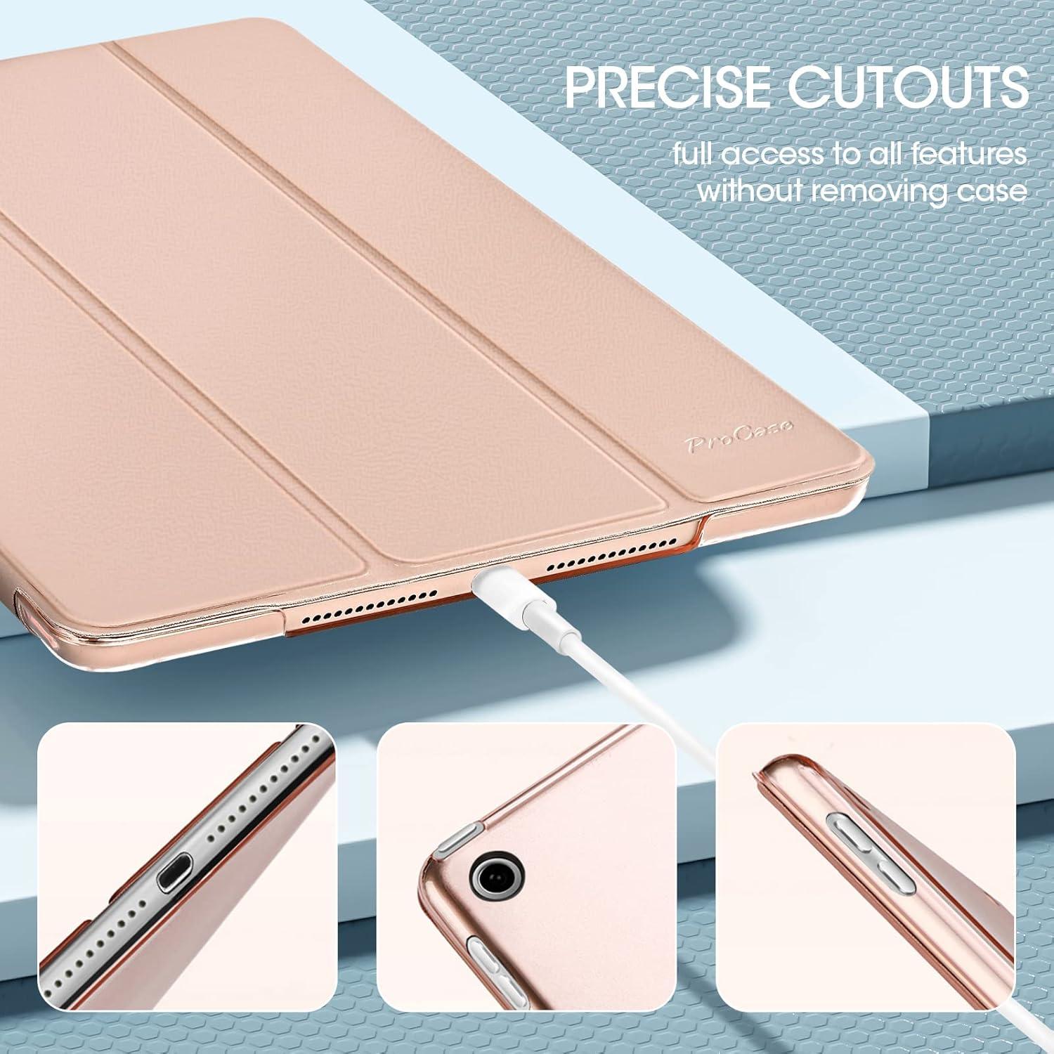 image:imageProCase for iPad 9th 8th 7th Generation Case 102 Inch 202120202019 Release 102 iPad Case 9th 8th 7th Gen Cover Slim Smart Cover with Translucent Hard Shell Back BlackRosegold
