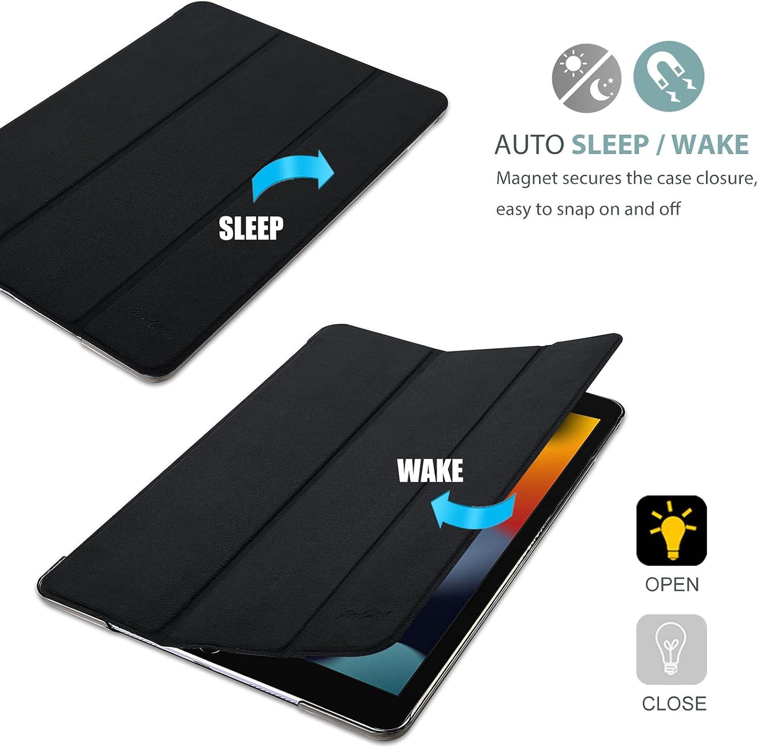 image:imageProCase for iPad 9th 8th 7th Generation Case 102 Inch 202120202019 Release 102 iPad Case 9th 8th 7th Gen Cover Slim Smart Cover with Translucent Hard Shell Back BlackMatte Black